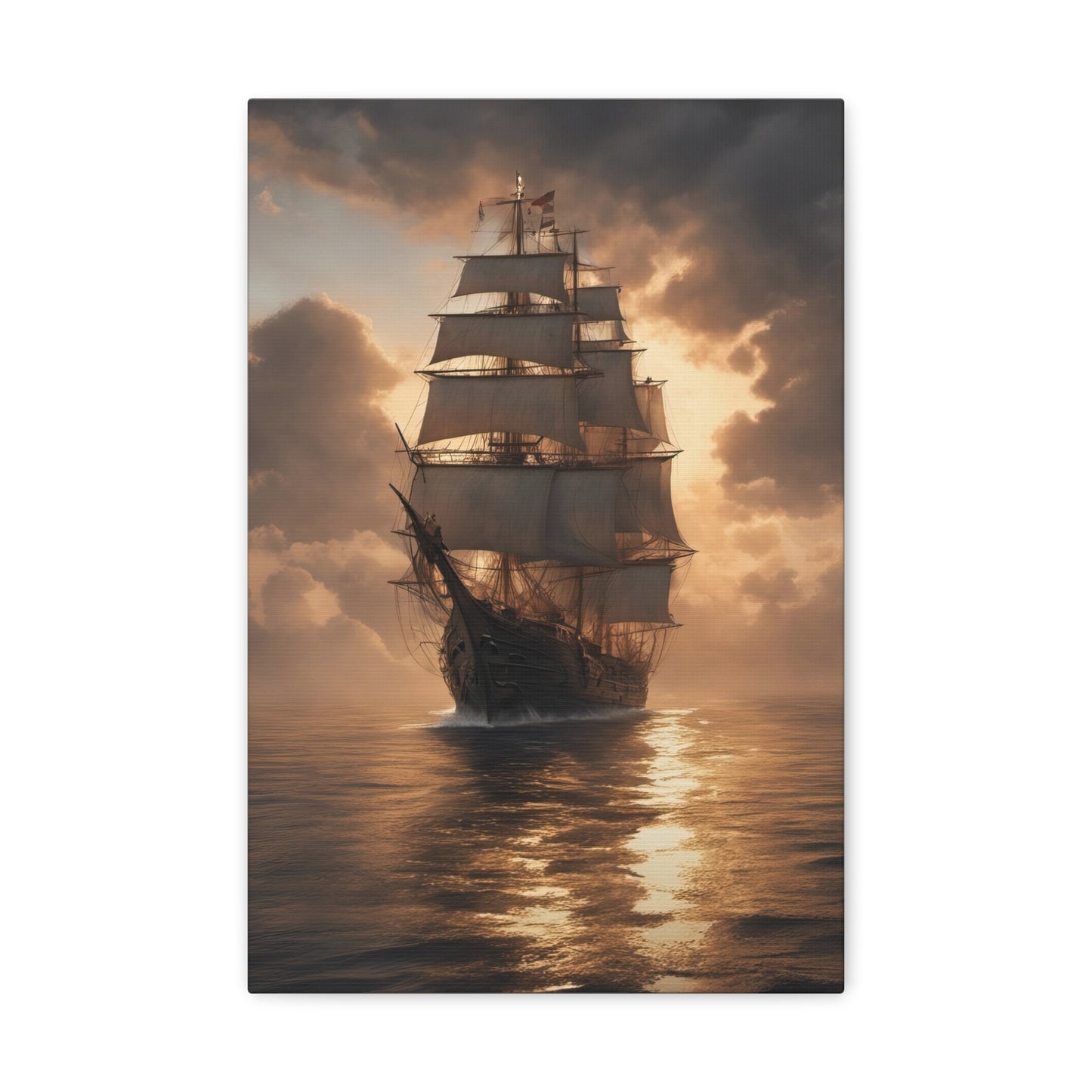 Vintage Sailing Ship at Sunset Photograph II Canvas Print