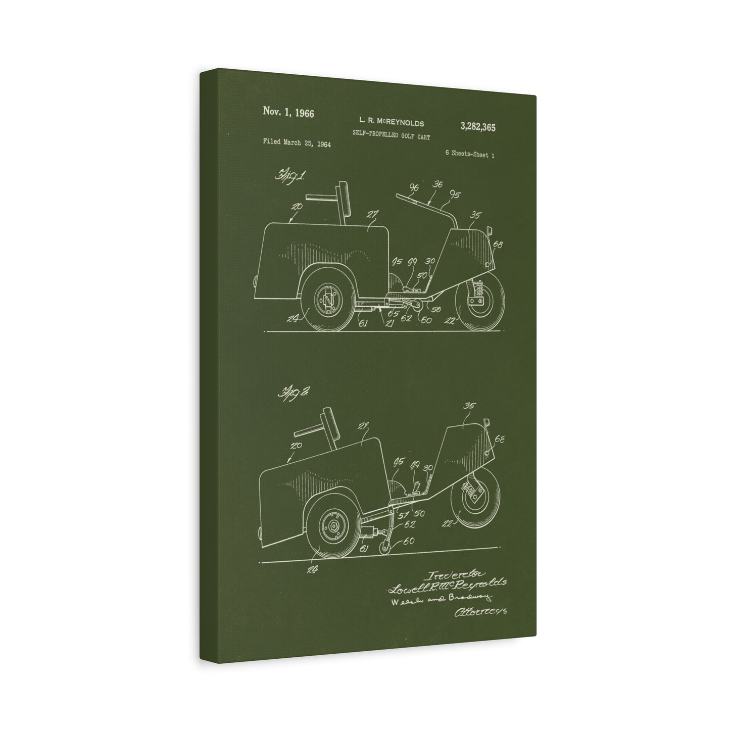 Golf Cart Patent Art Canvas Wall Art