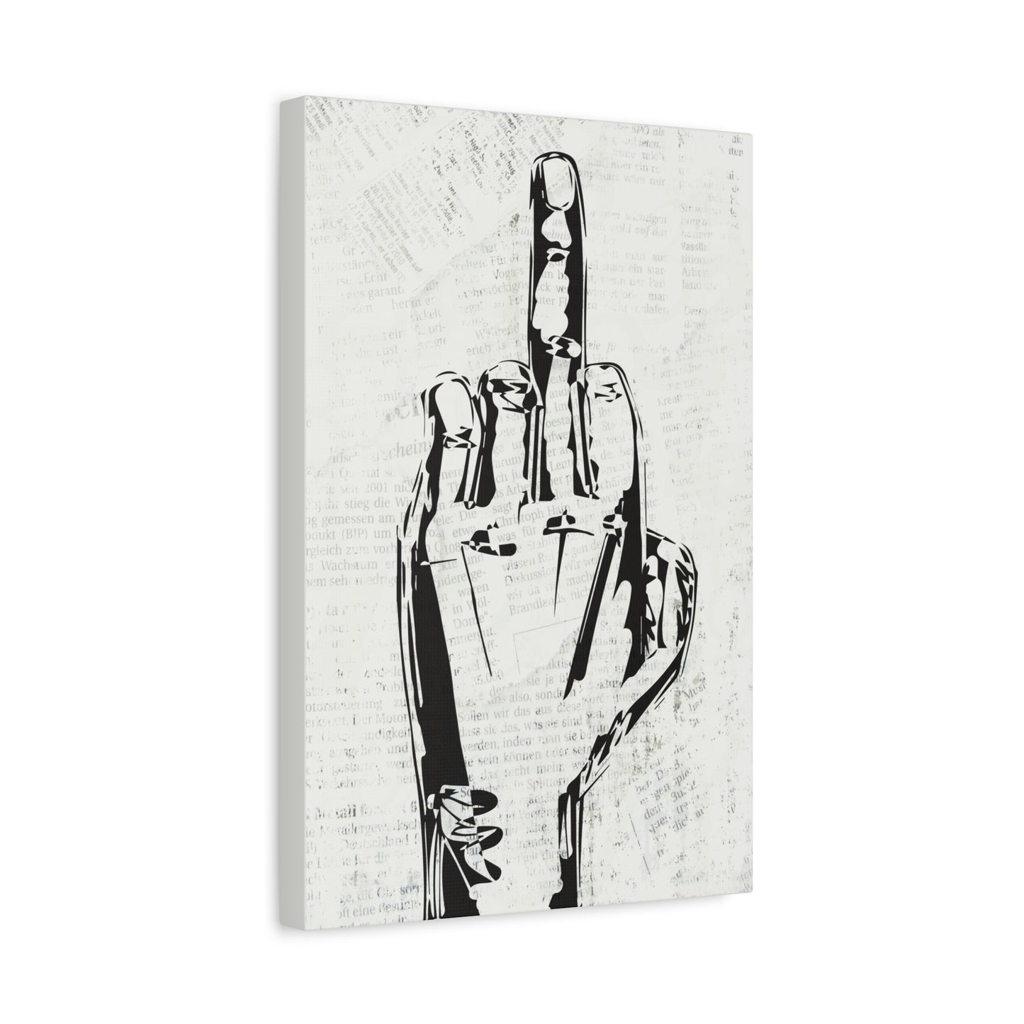 Give 'Em The Bird Middle Finger Canvas Wall Art