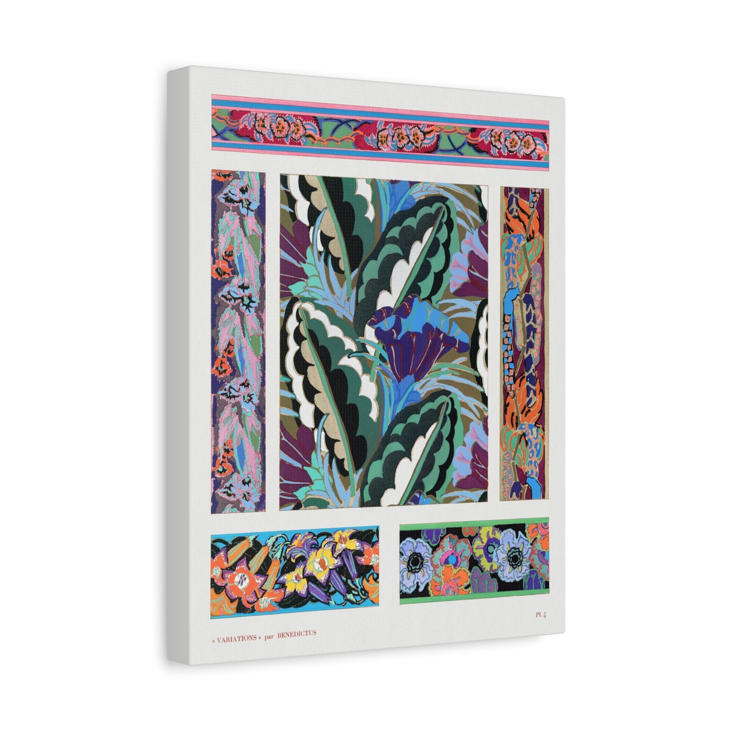 Variations #4 - Floral Art Deco Pattern by Edouard Benedictus Canvas Print