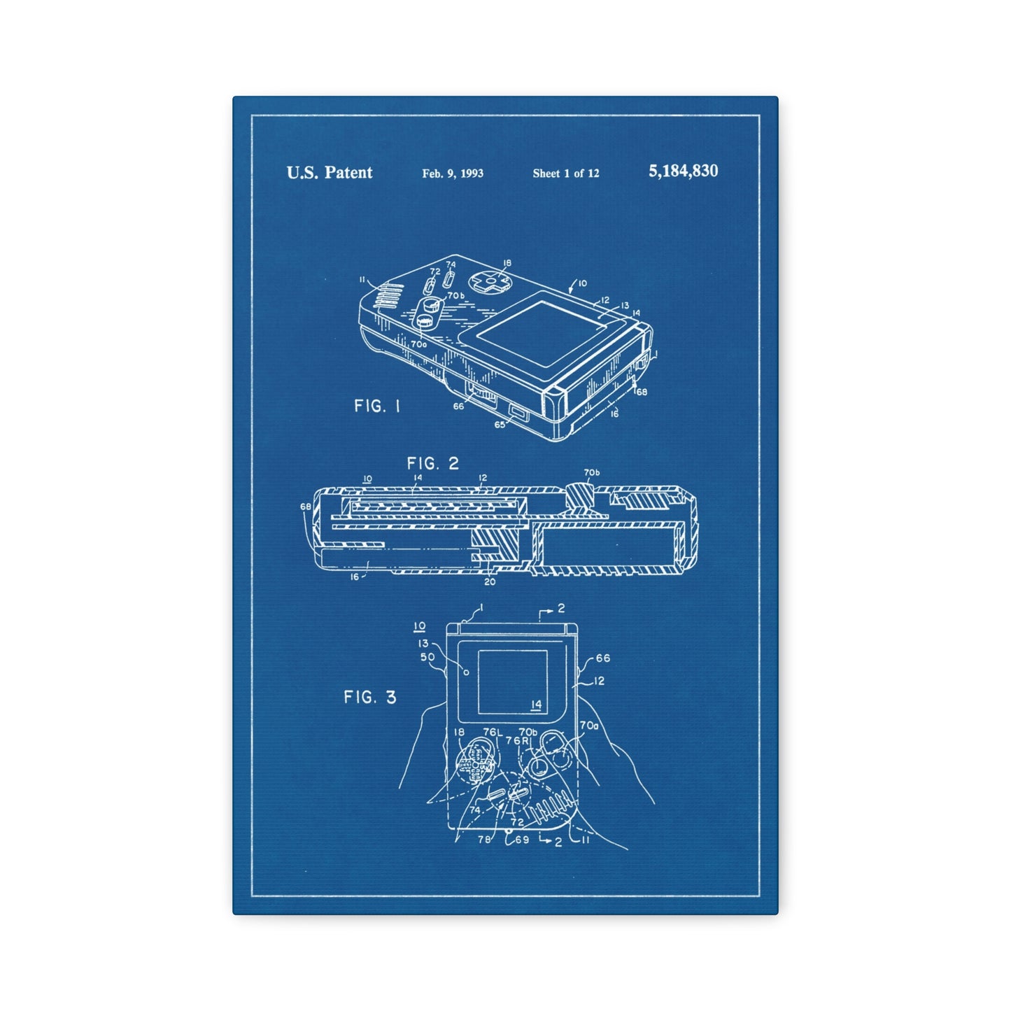 Gameboy Patent Canvas Wall Art
