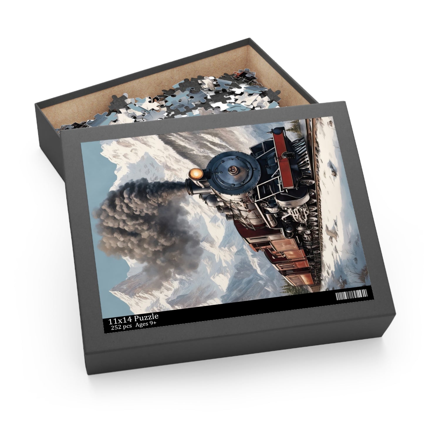 Steam Train Through The Alps Digital Painting Jigsaw Puzzle