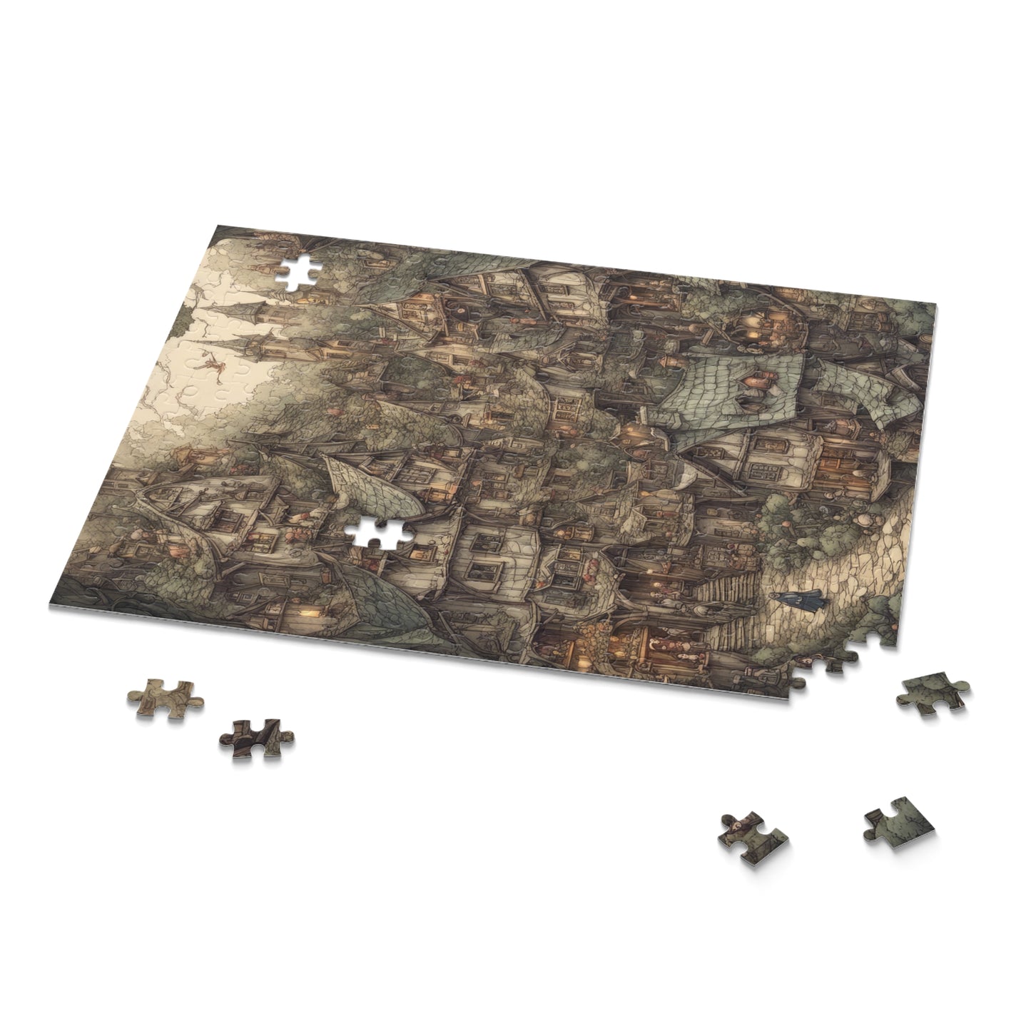 Medieval Village of Dwarves Fantasy Painting III Jigsaw Puzzle