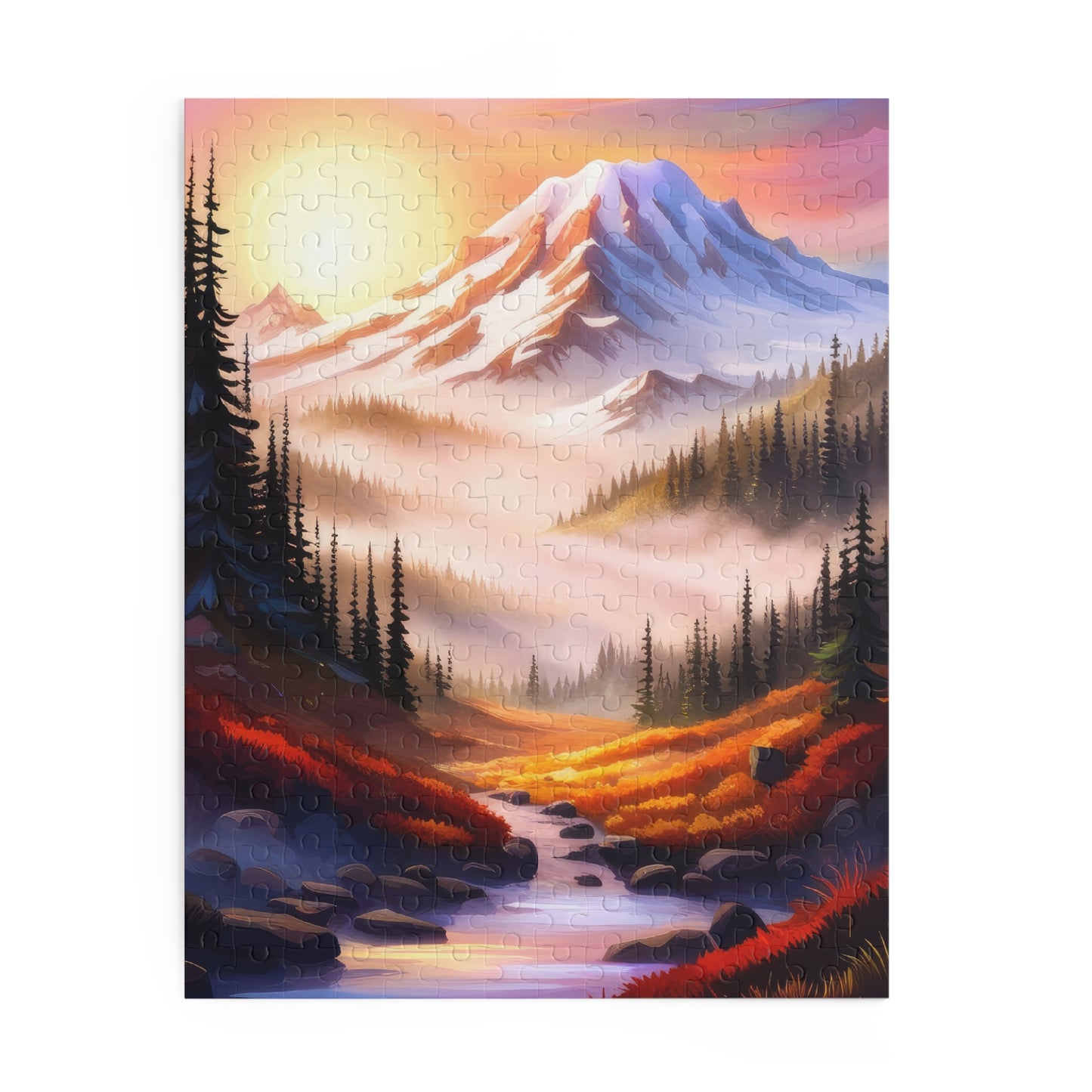 Mount Rainier Scenic Landscape Digital Painting II Jigsaw Puzzle
