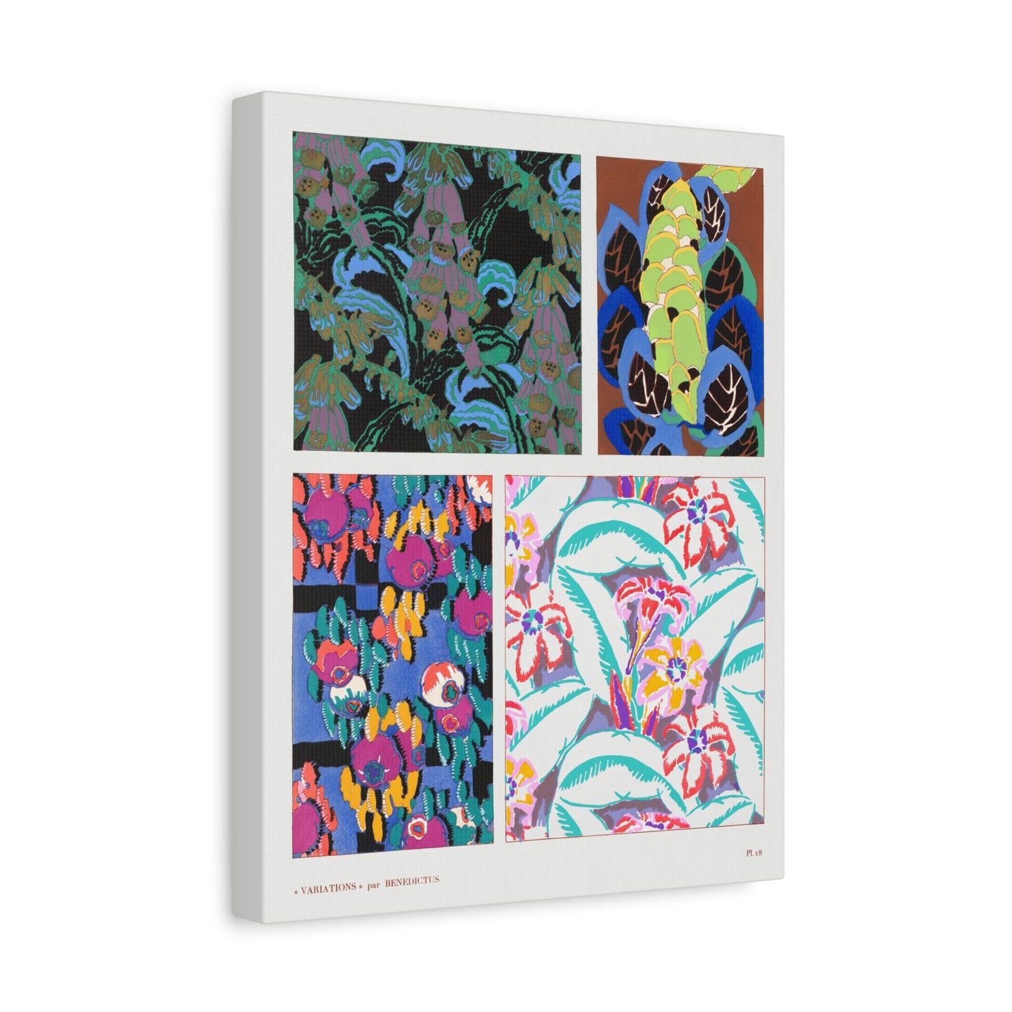 Variations #18 - Floral Art Deco Pattern by Edouard Benedictus Canvas Print