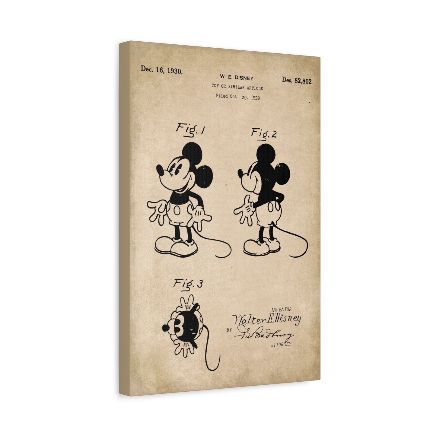 Mickey Mouse Disney Patent Canvas Wall Art