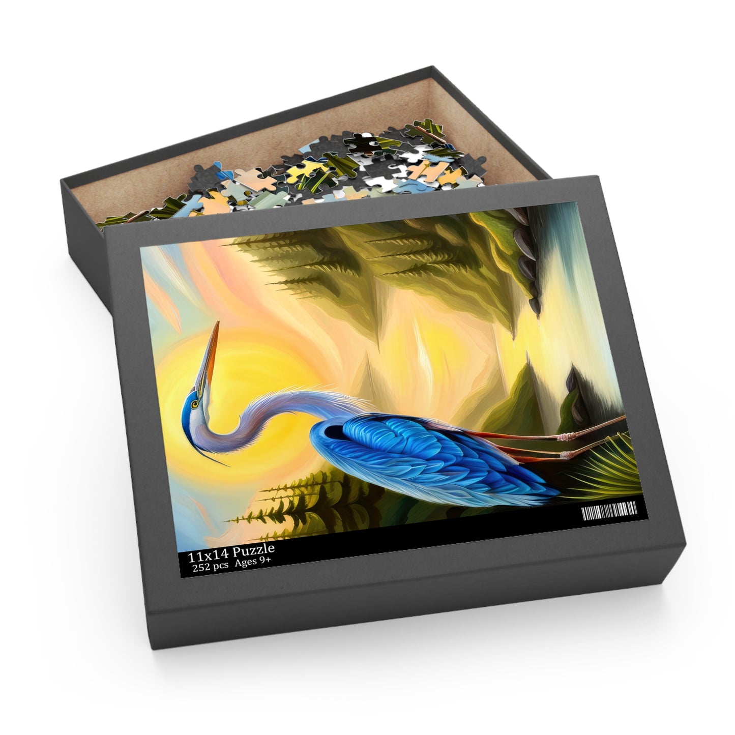 Blue Heron in A Scenic Landscape Oil Painting Jigsaw Puzzle