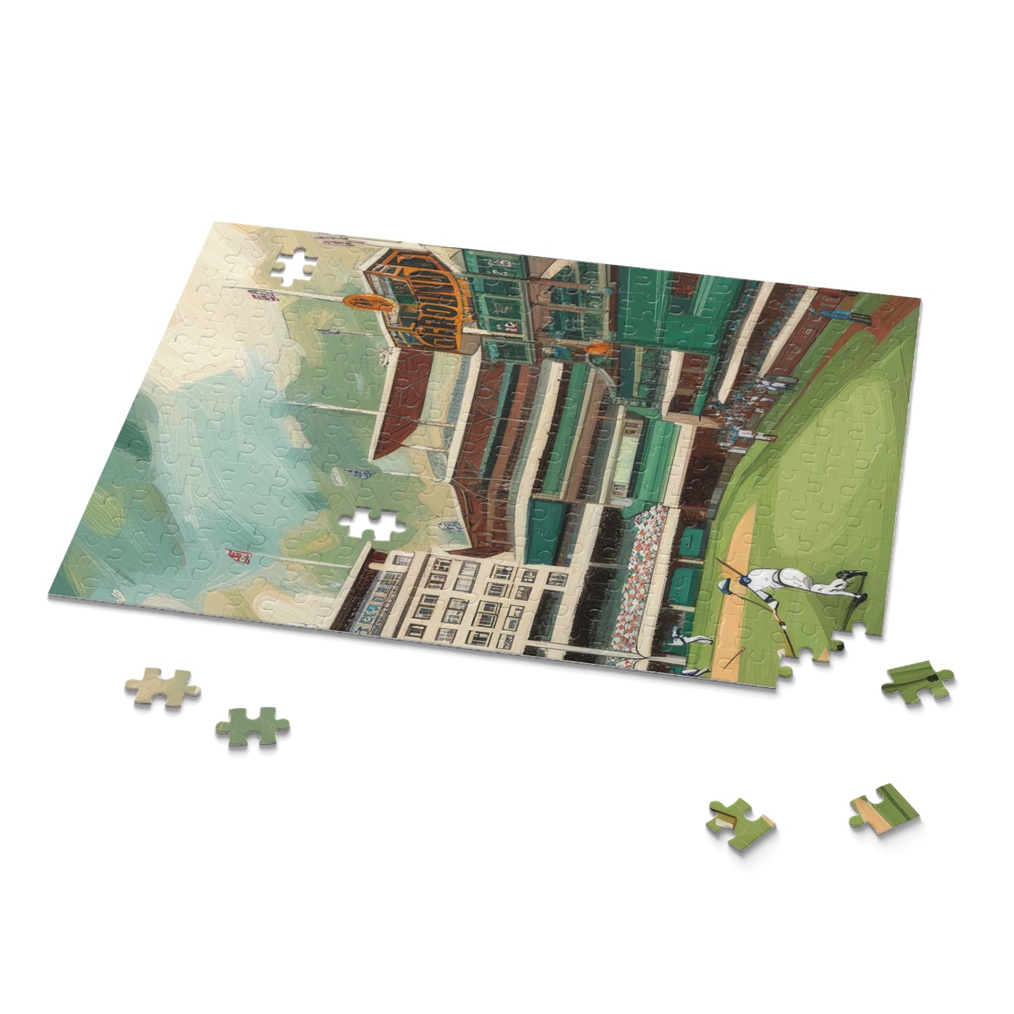 Baseball Game at The Polo Grounds Oil Painting II Jigsaw Puzzle