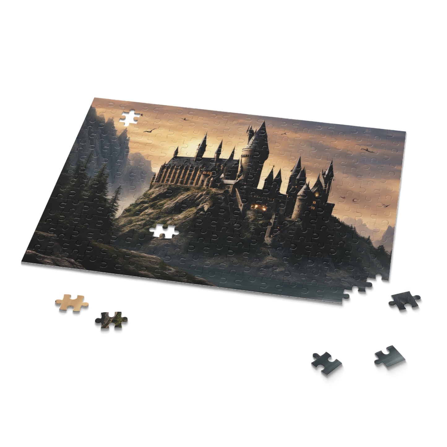 Black Cat on A Starry Night Painting Jigsaw Puzzle