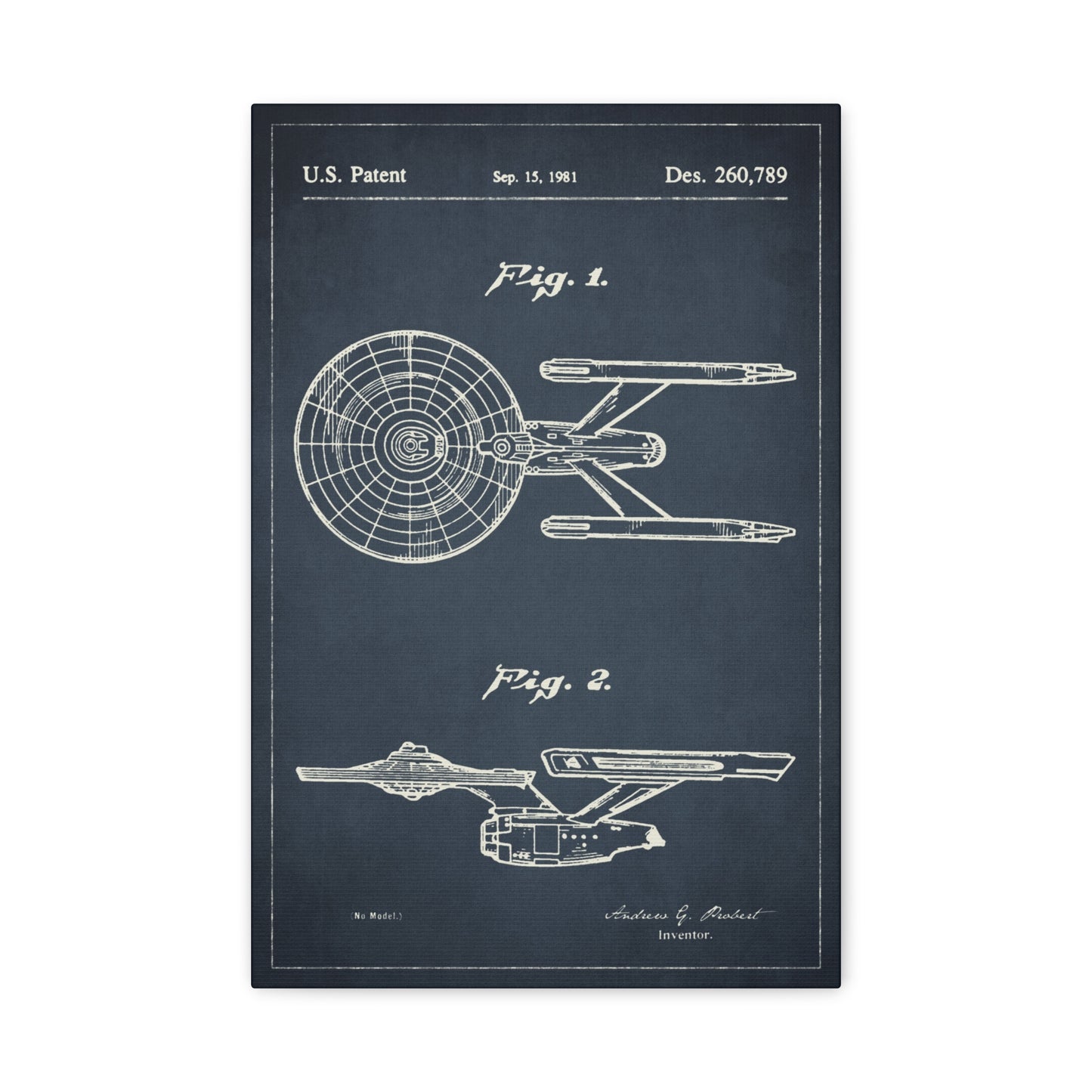 Star Trek Starship Enterprise Patent Canvas Wall Art