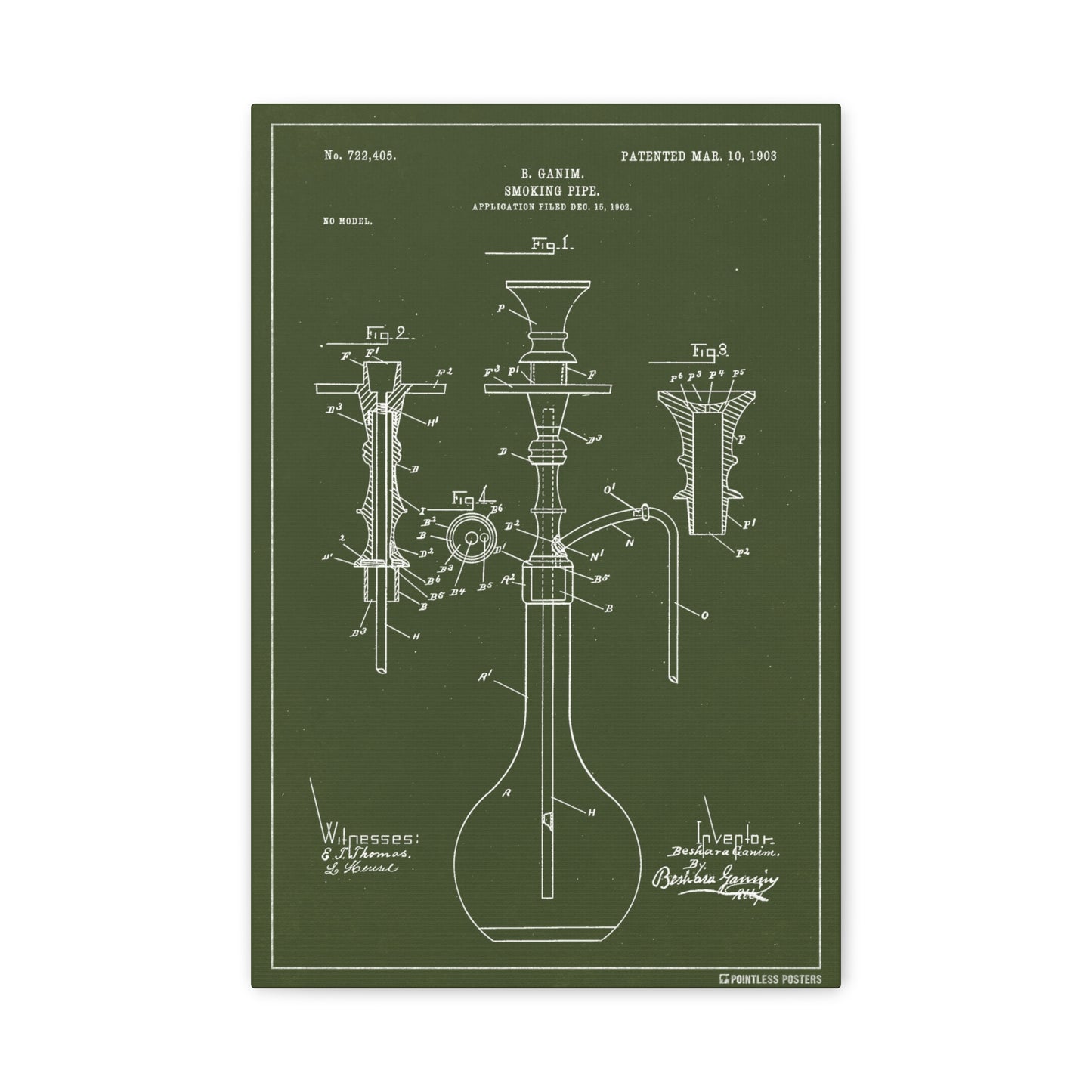 Bong Patent Art Canvas Print