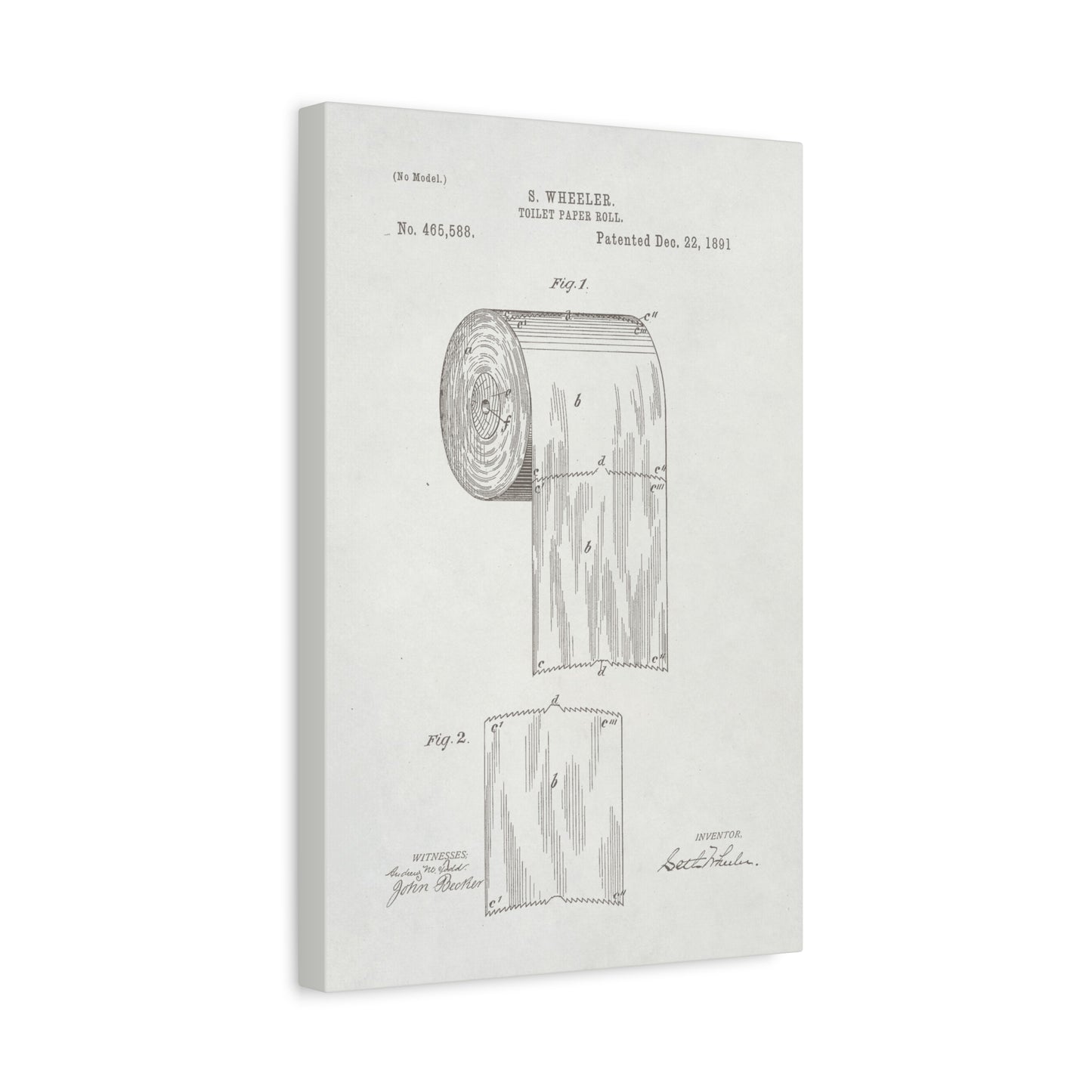 Toilet Paper Vintage Patent Bathroom Canvas Wall Art