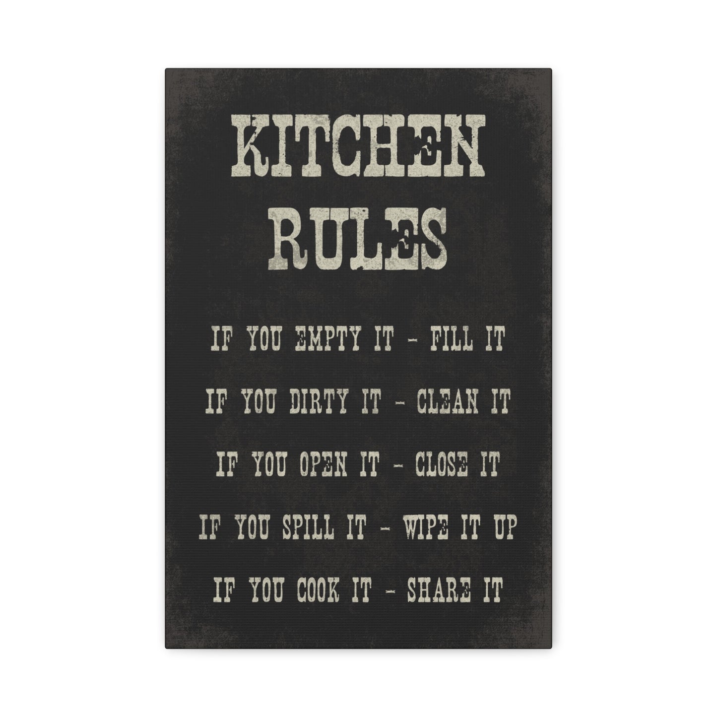 Kitchen Rules Canvas Wall Art