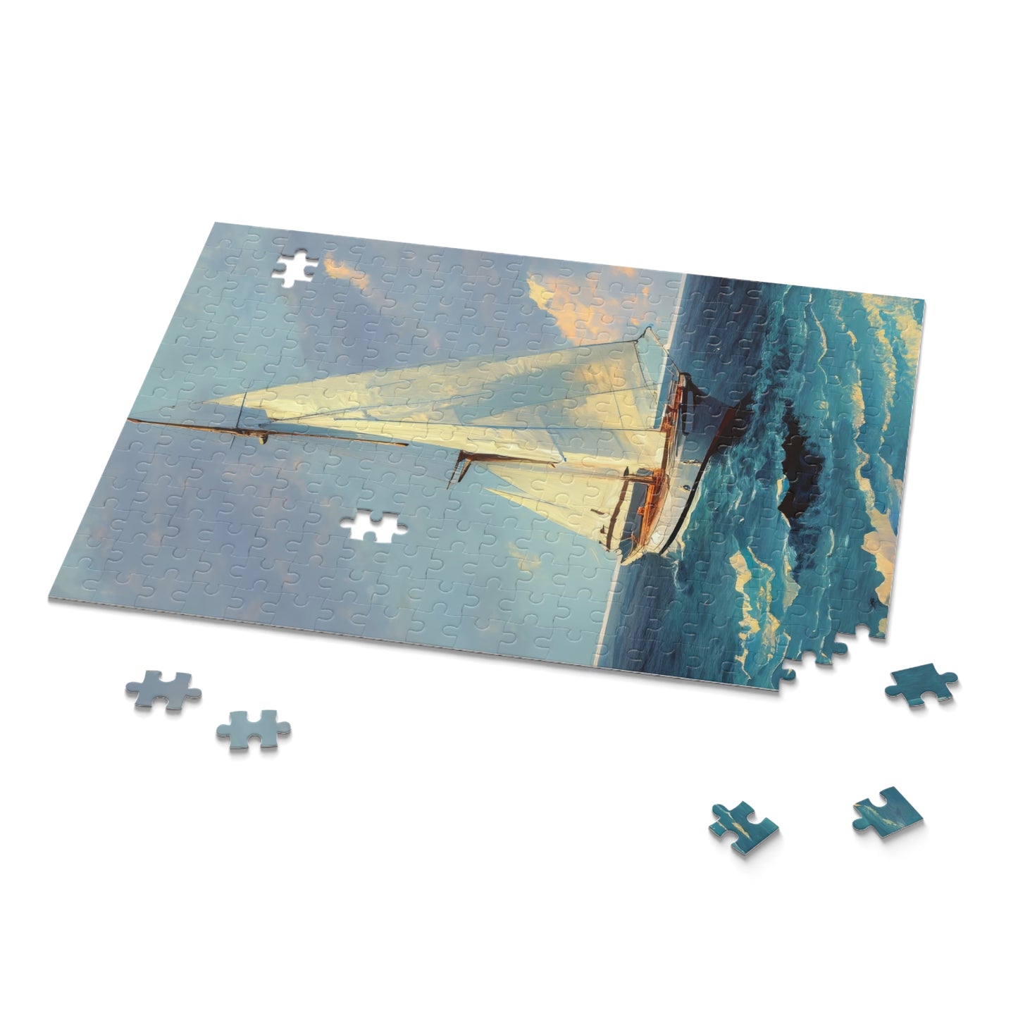 Sailboat Among The Waves Oil Painting Jigsaw Puzzle