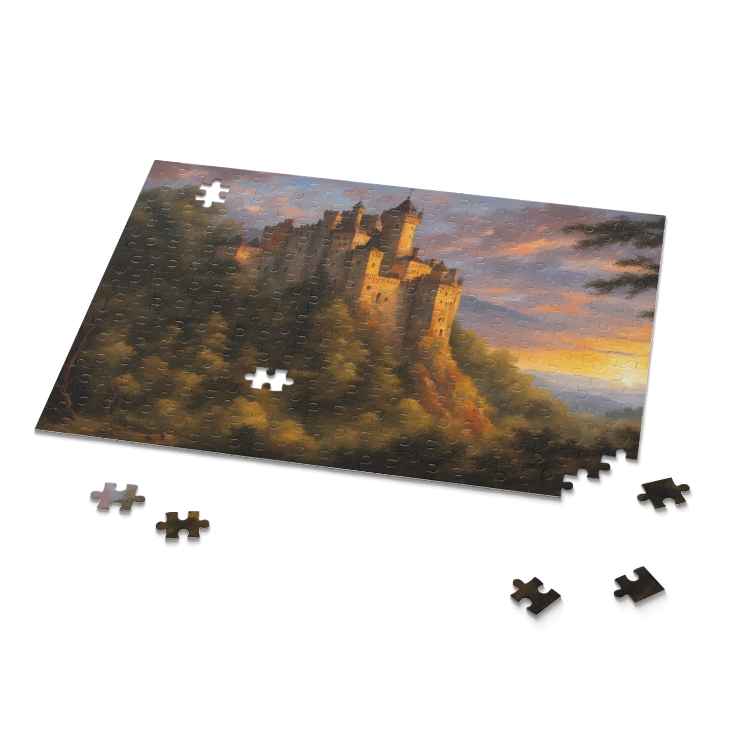 Castle in A Forest at Sunset Jigsaw Puzzle