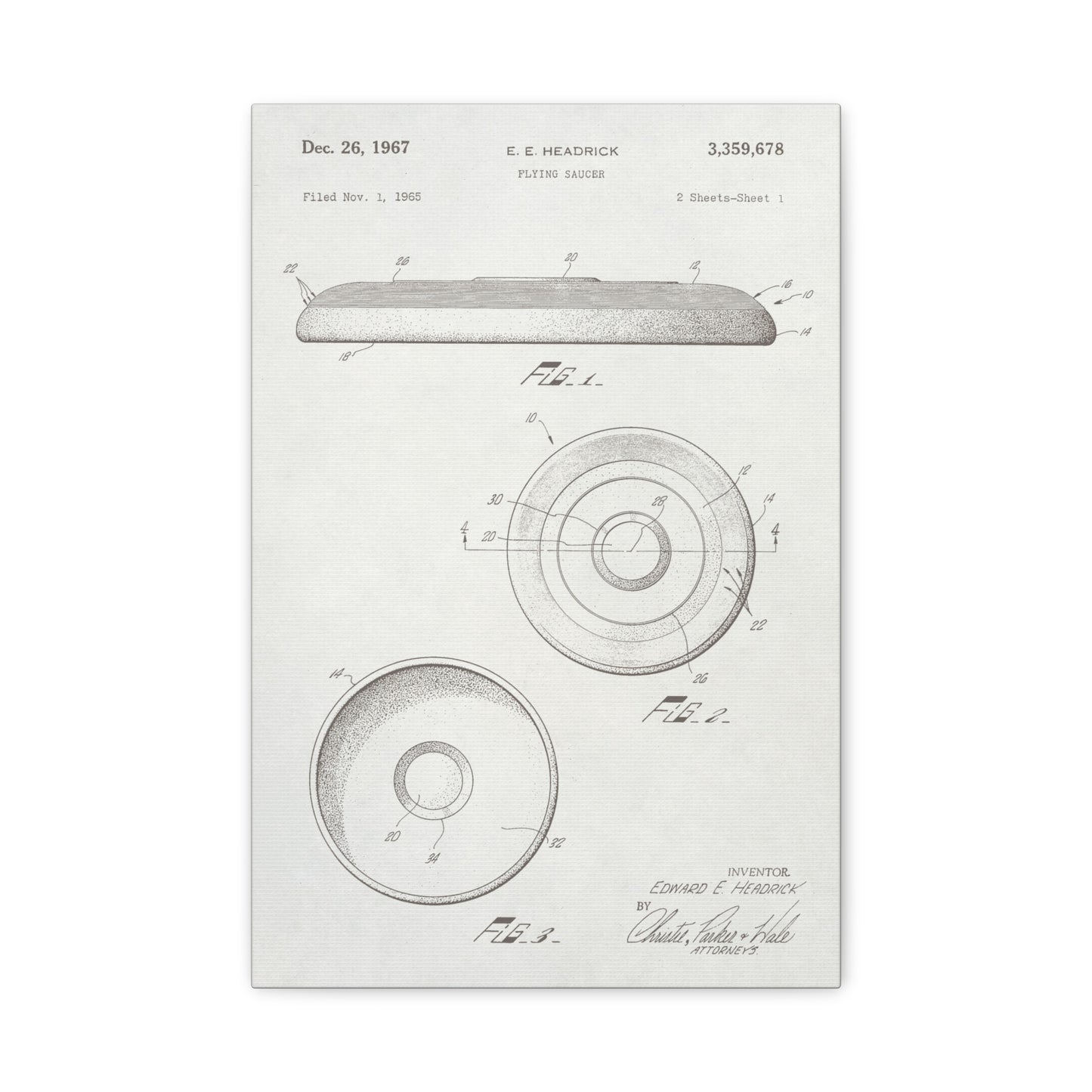 Frisbee Patent Art Canvas Print