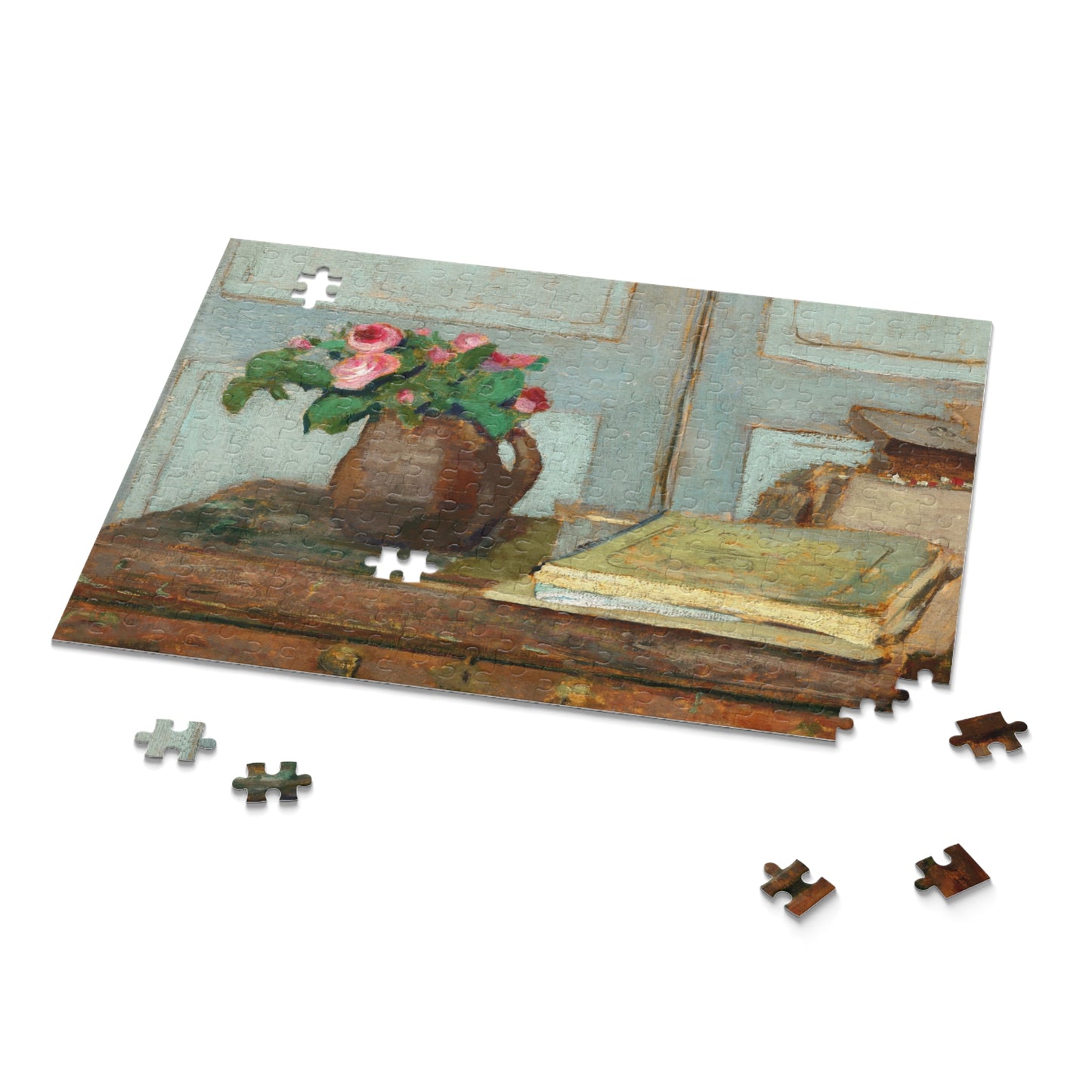 The Artist's Paint Box and Moss Roses by Edouard Vuillard Jigsaw Puzzle