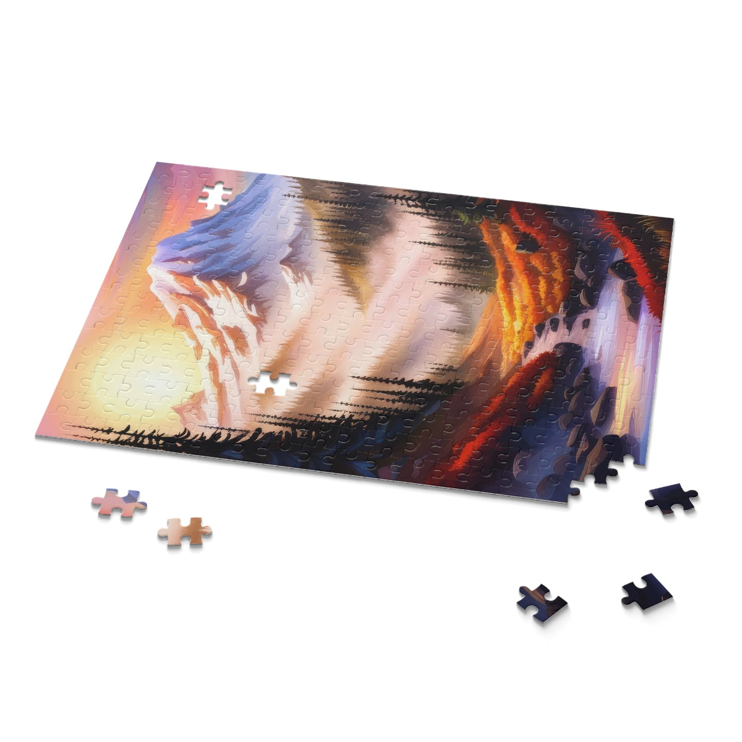 Mount Rainier Scenic Landscape Digital Painting II Jigsaw Puzzle