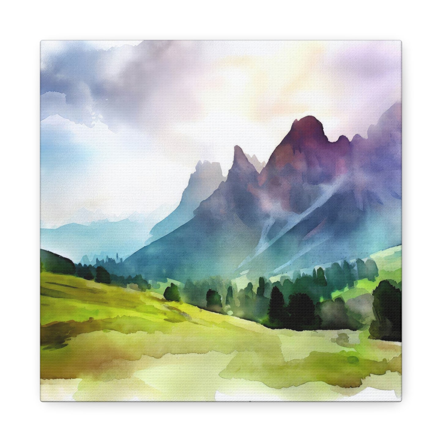 Path in The Dolomites Watercolor Painting I Canvas Print