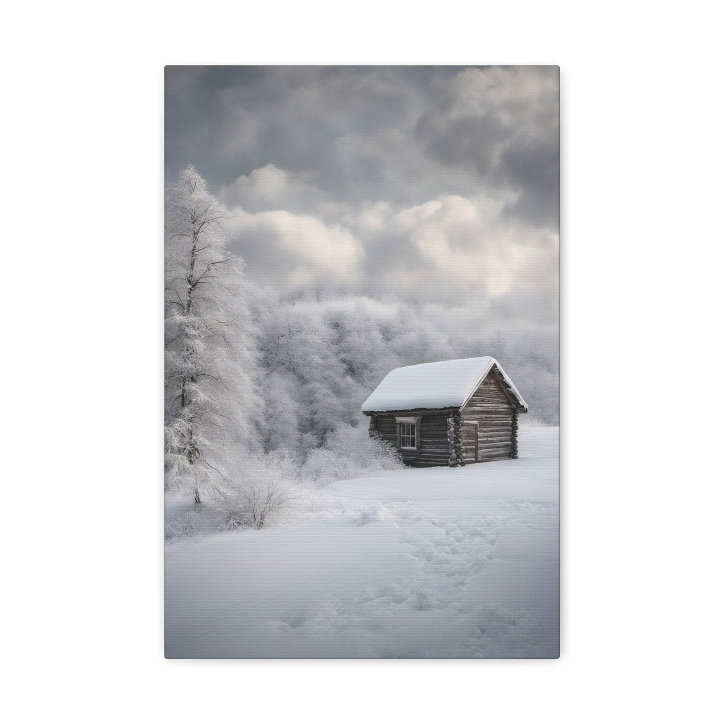 Snowy Cabin in The Woods Photograph Canvas Print