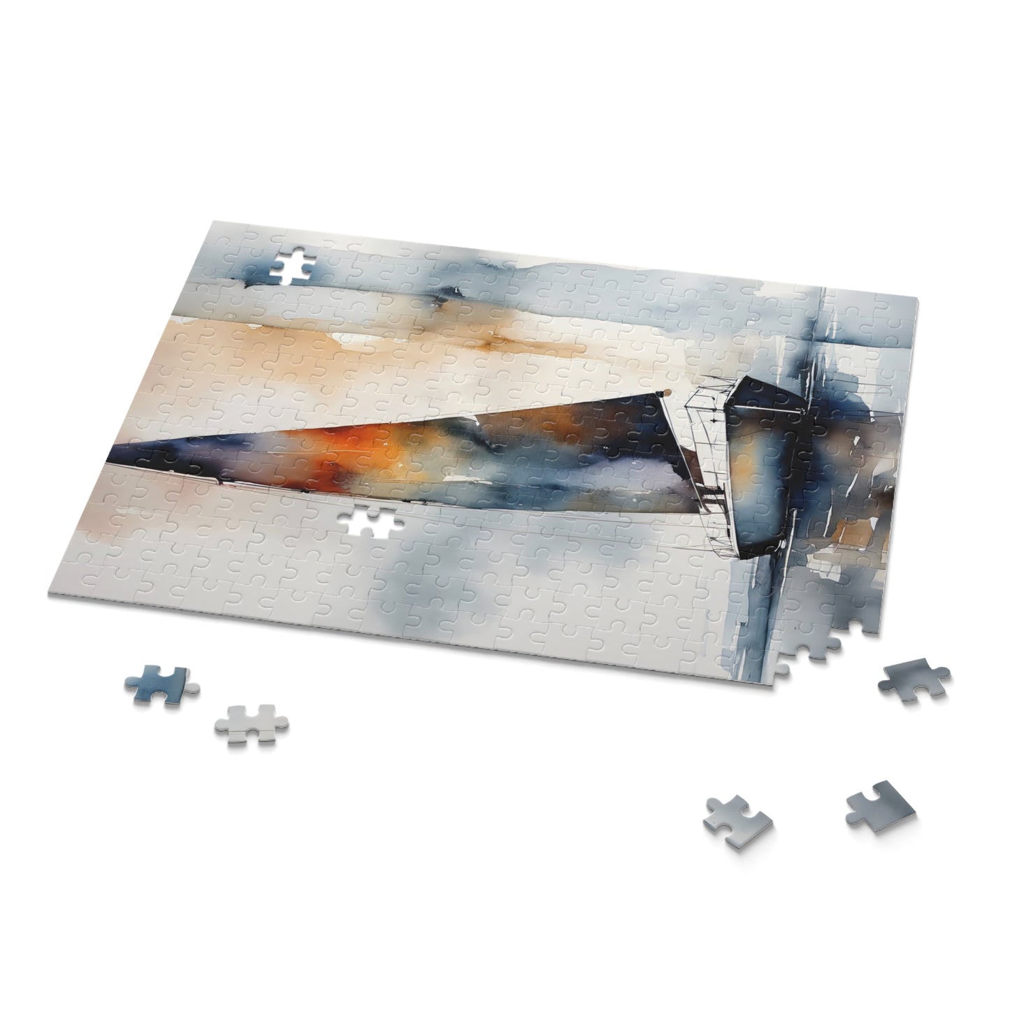 Abstract Watercolor Sailboat Painting I Jigsaw Puzzle