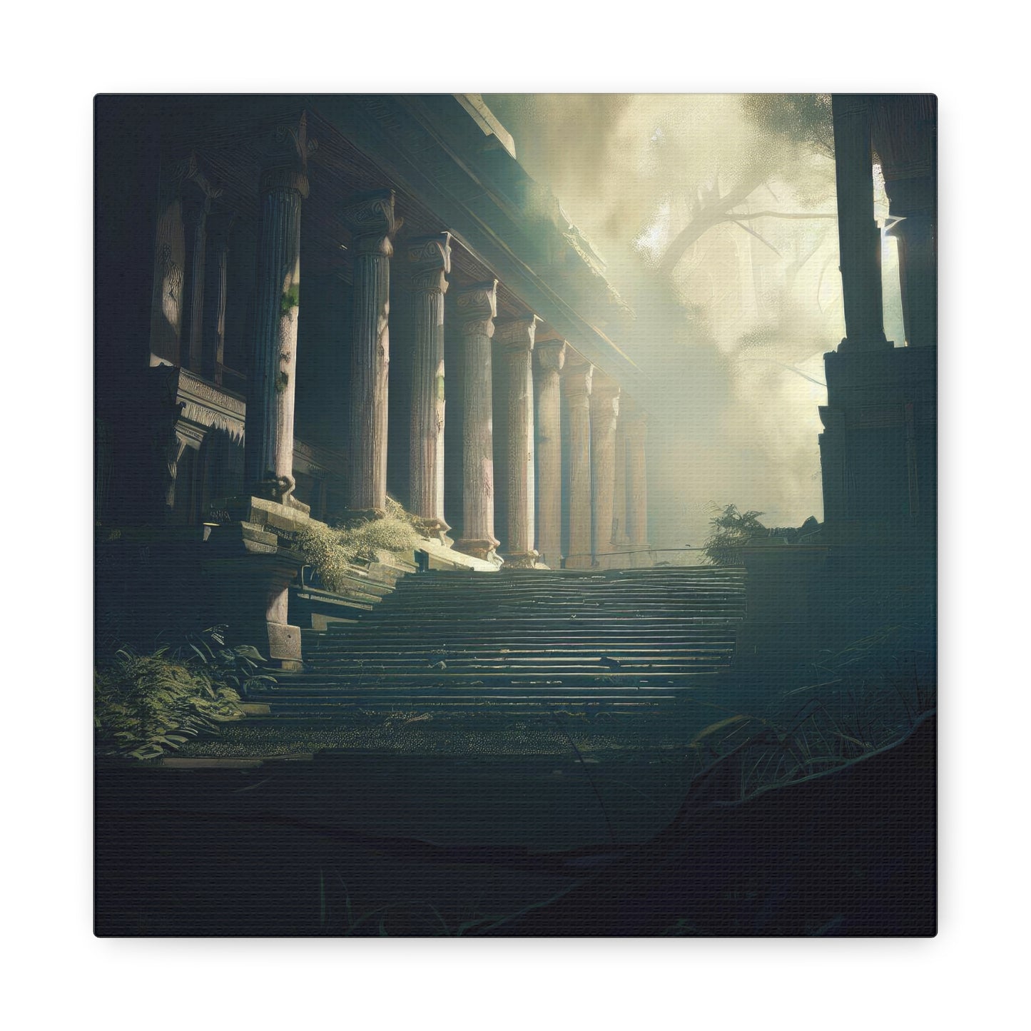 Cinematic Temple Ruins Digital Painting I Canvas Print
