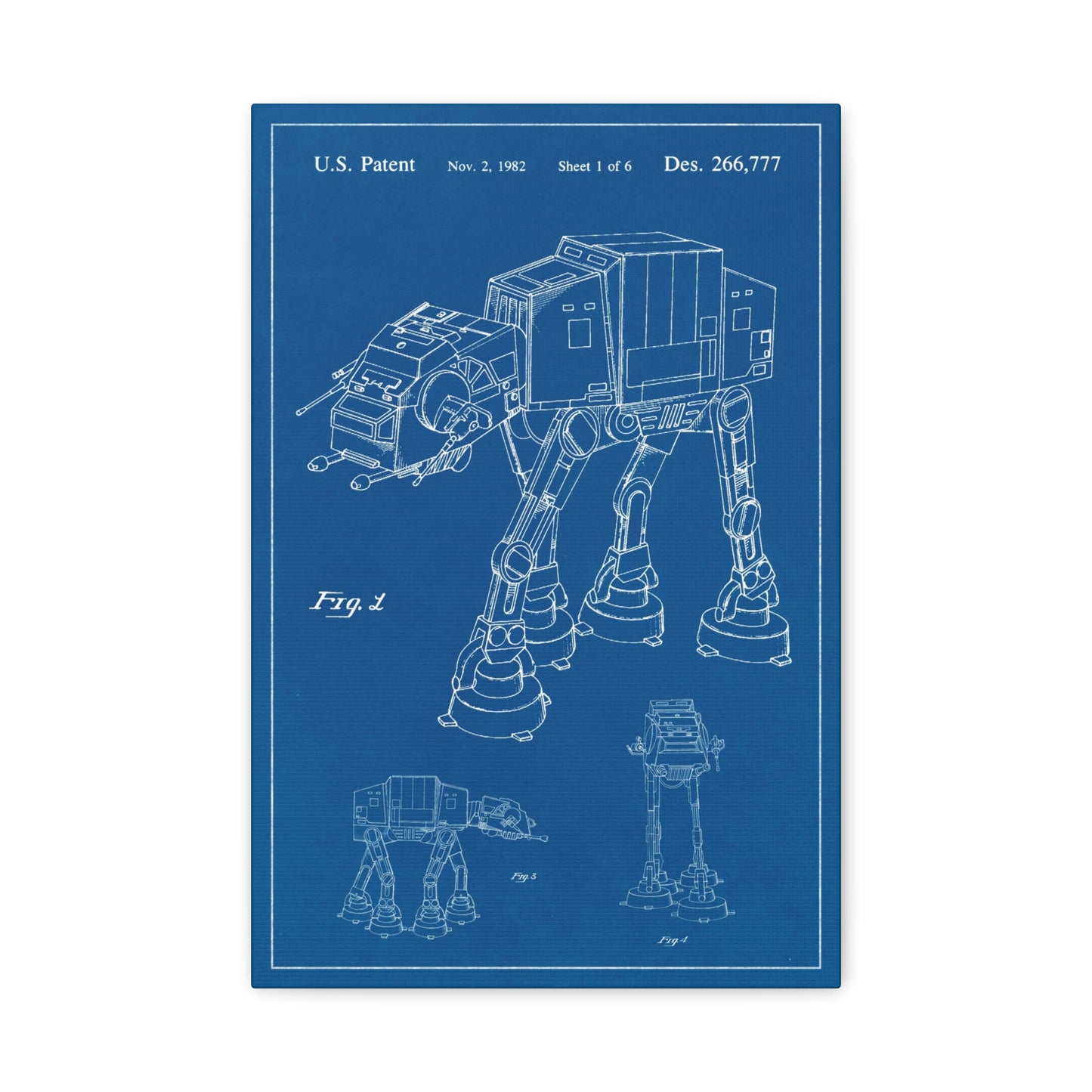 Star Wars AT-AT Imperial Walker Blueprint Canvas Wall Art