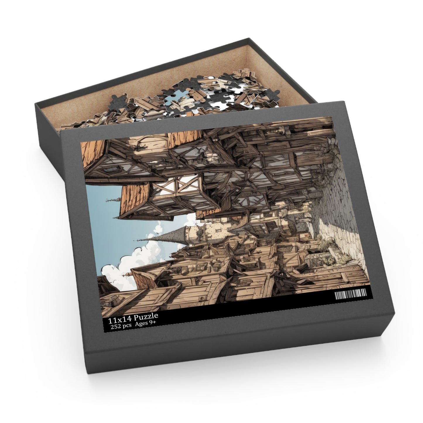 Medieval Village Digital Fantasy Illustration Jigsaw Puzzle