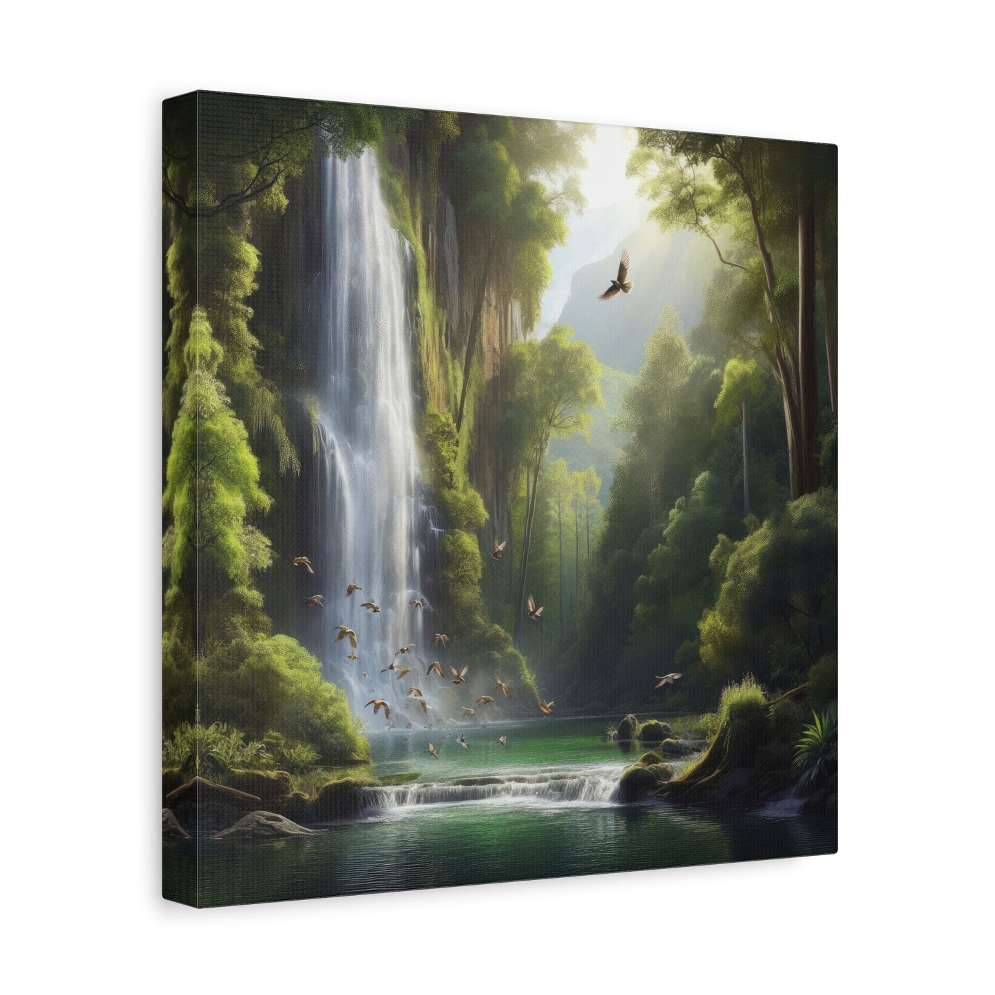 Forest Waterfall Digital Painting Canvas Print