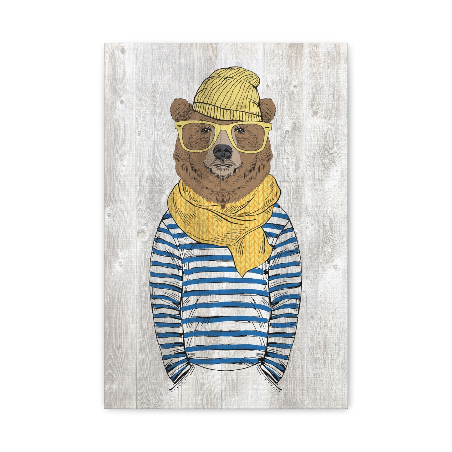 Bear In A Scarf And Hat Canvas Print
