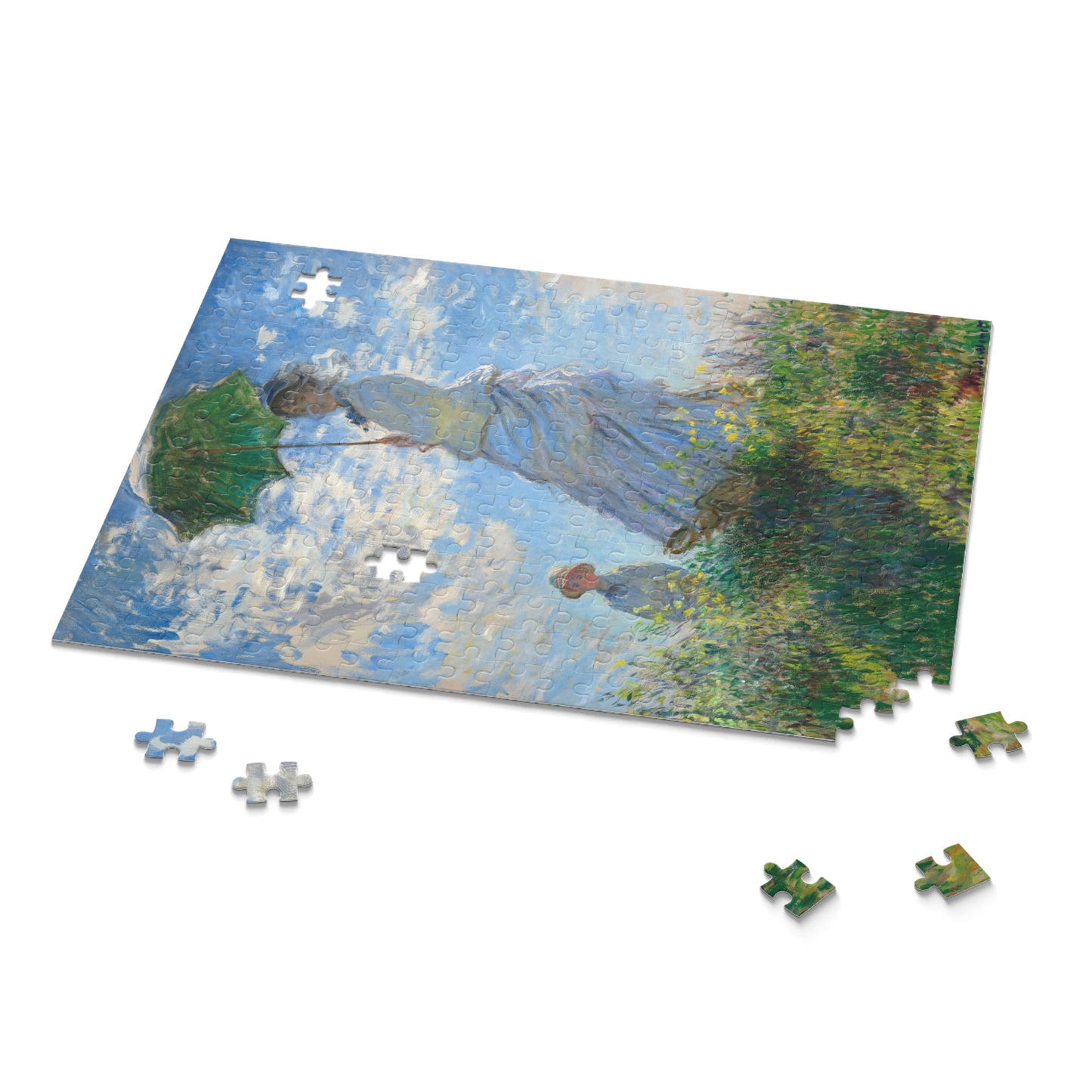 Woman with a Parasol - Madame Monet and Her Son by Claude Monet Jigsaw Puzzle