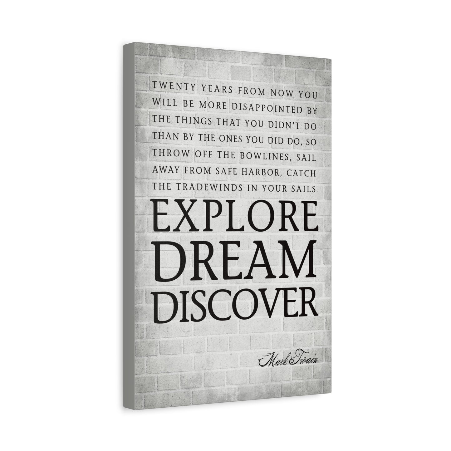 Explore Dream Discover (Mark Twain Quote), Motivational Canvas Print