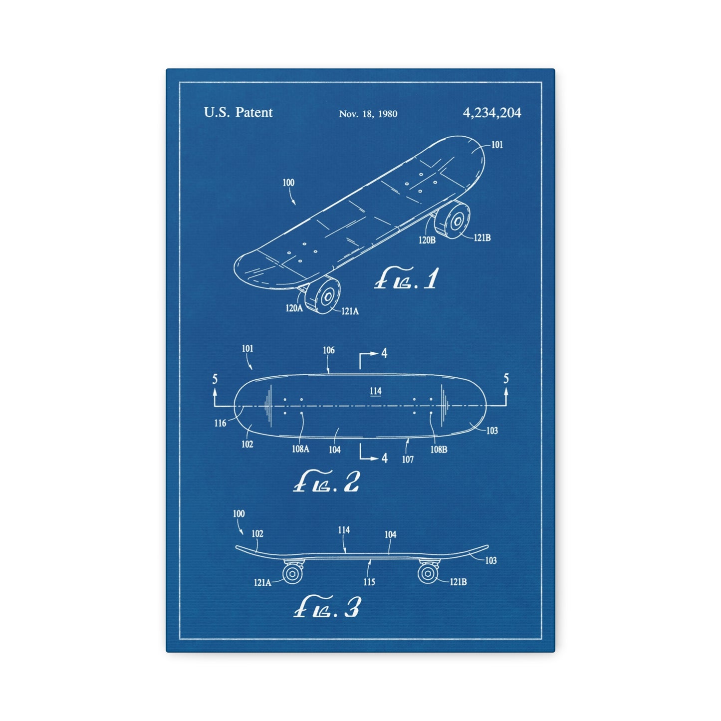 Skateboard Patent Canvas Wall Art