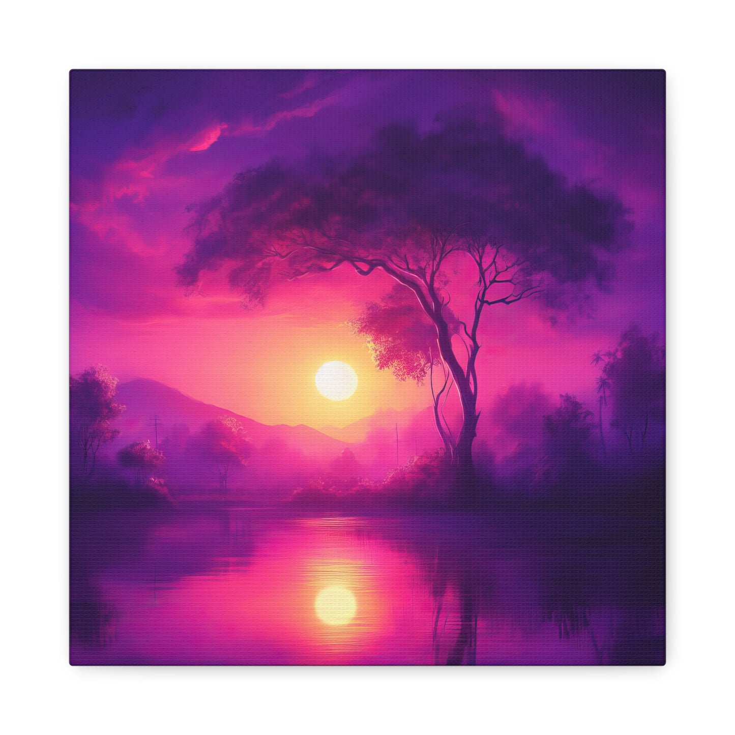 Purple Sunset with Tree Photography II Canvas Print