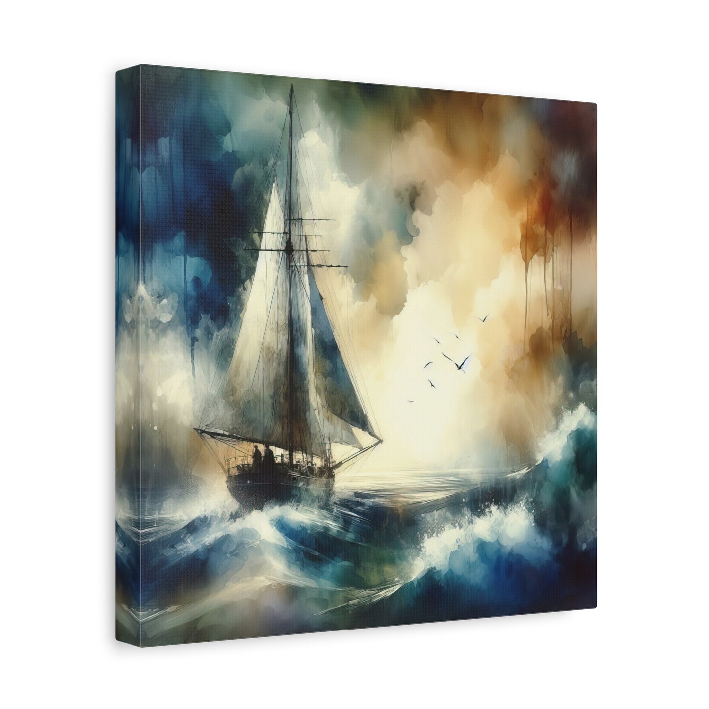 Abstract Watercolor Sailboat Painting III Canvas Print