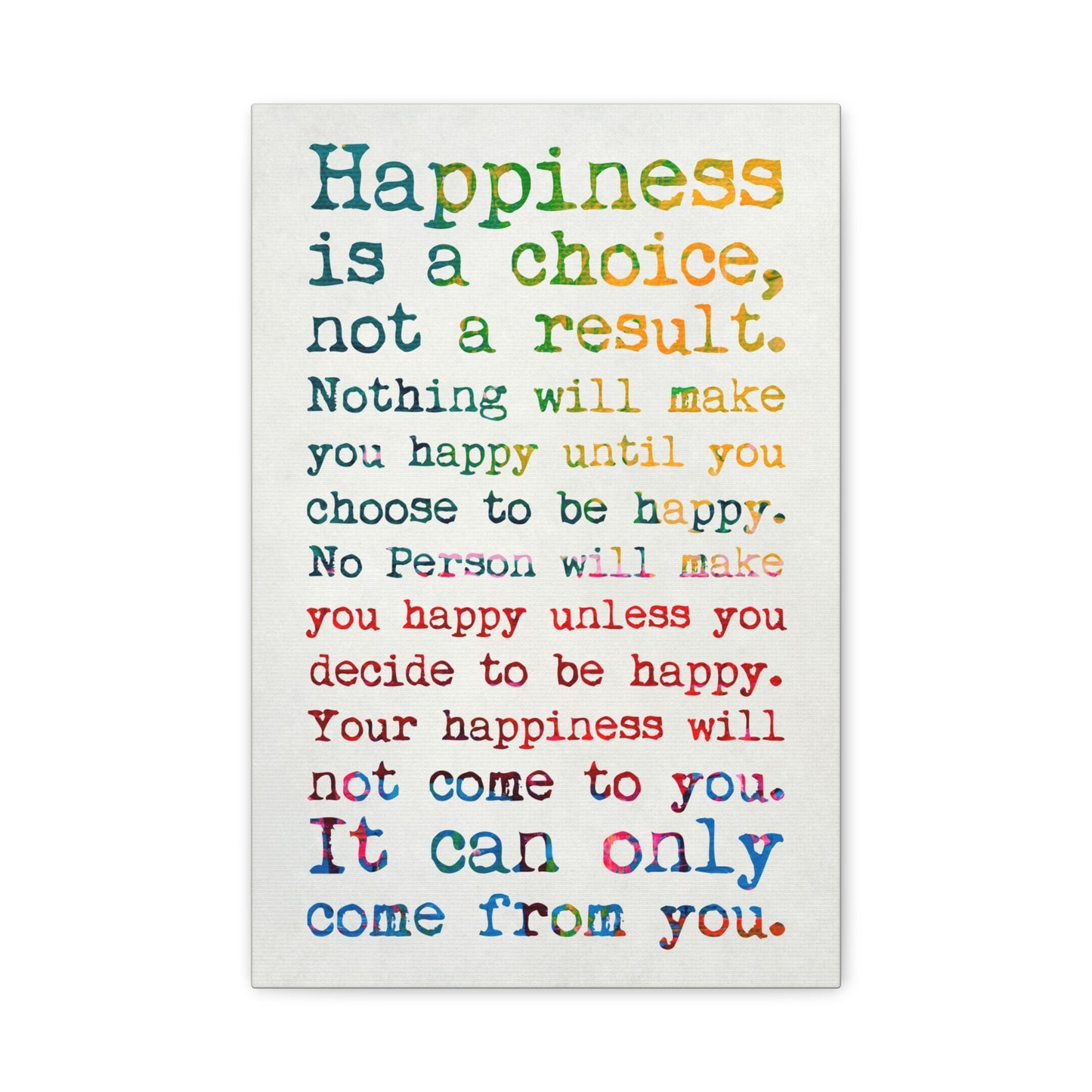 Happiness is a Choice Inspirational Canvas Wall Art