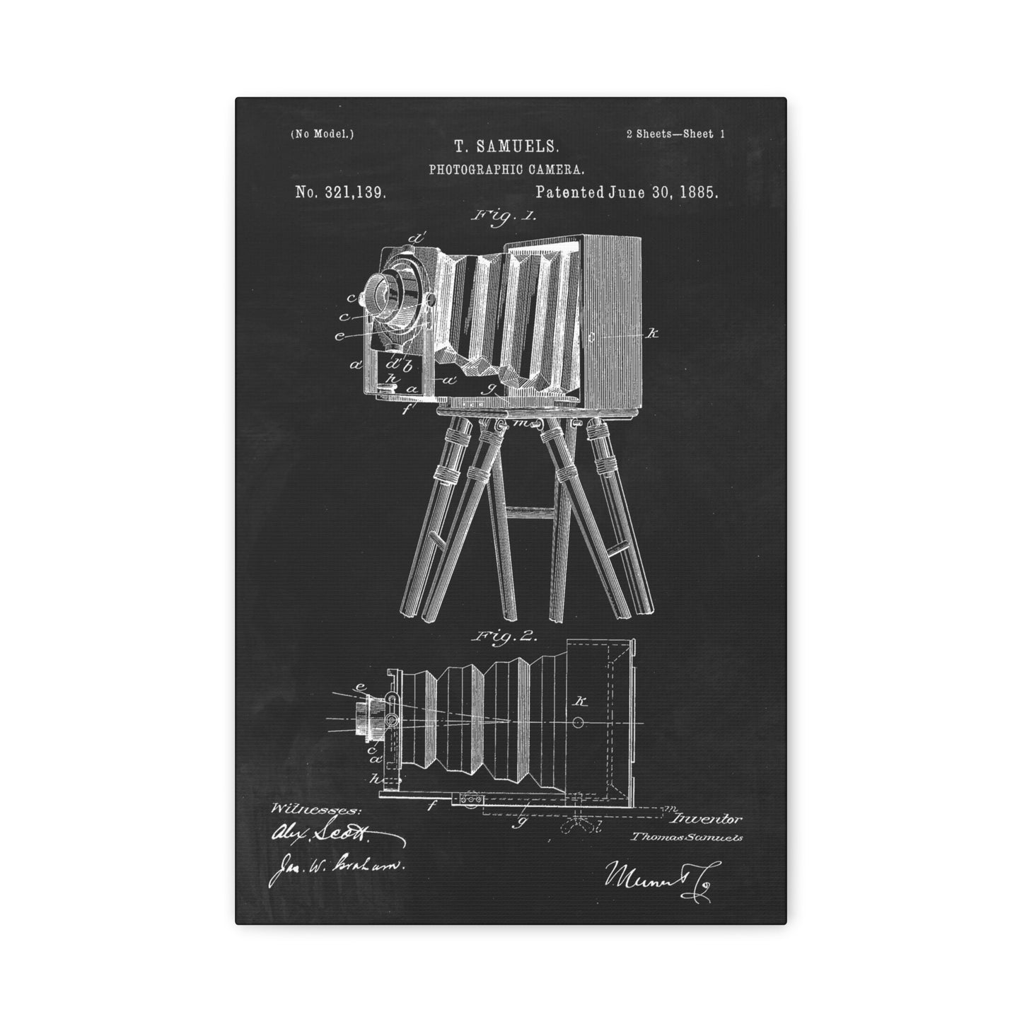 Photographic Camera Vintage Patent Canvas Wall Art