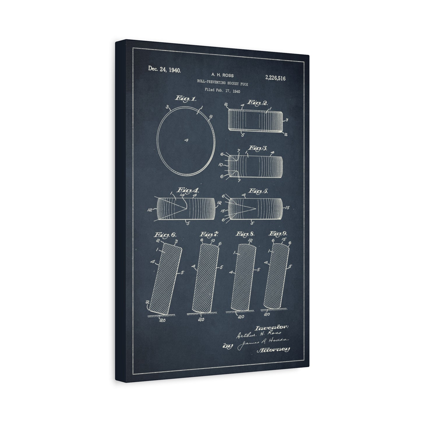 Hockey Puck Patent Canvas Wall Art