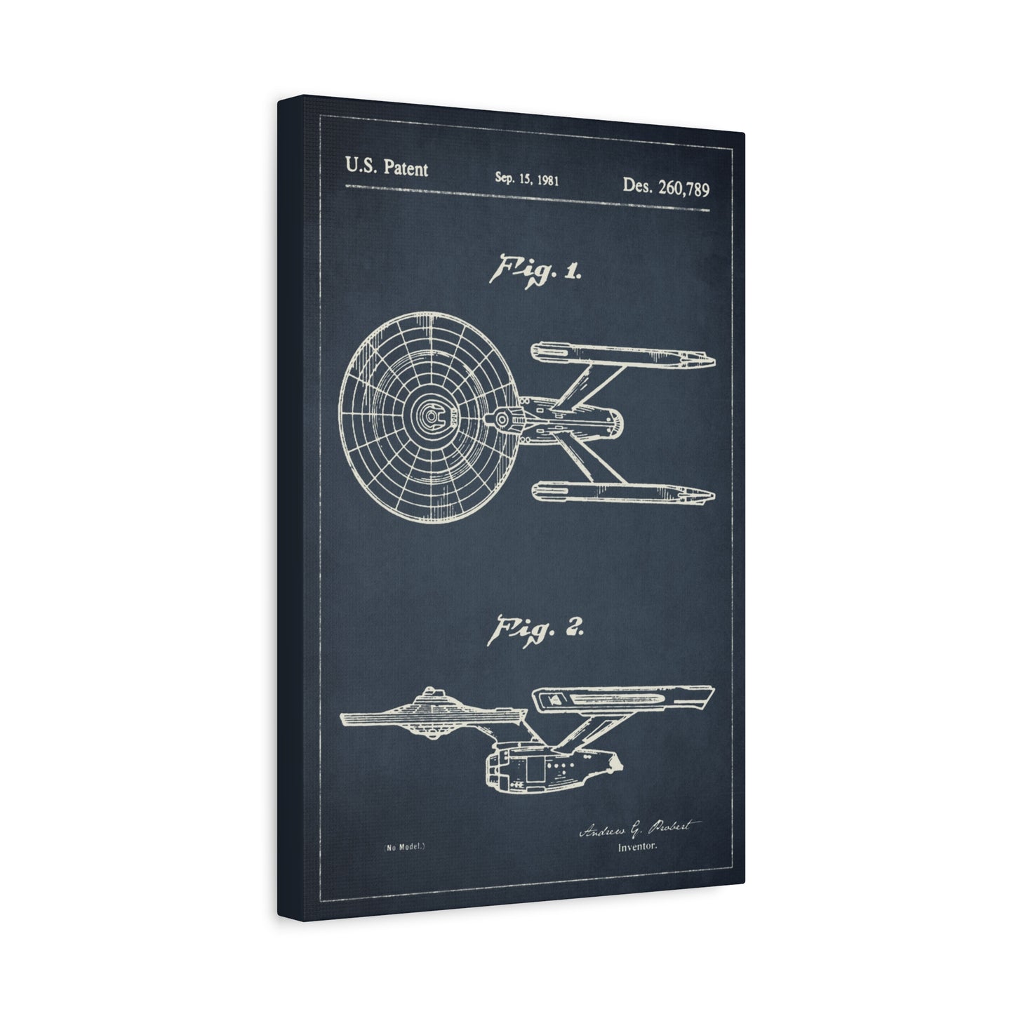 Star Trek Starship Enterprise Patent Canvas Wall Art