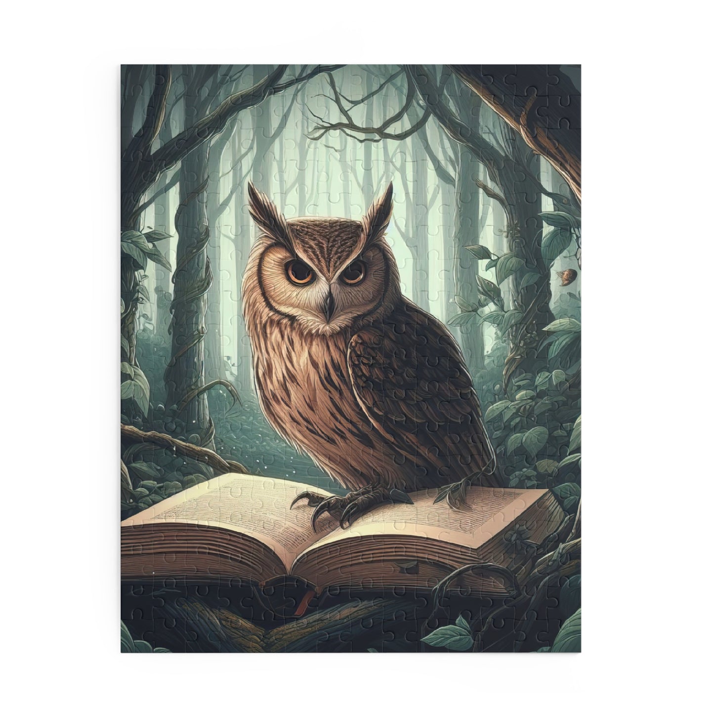 Owl Standing on an Open Book in The Forest Jigsaw Puzzle