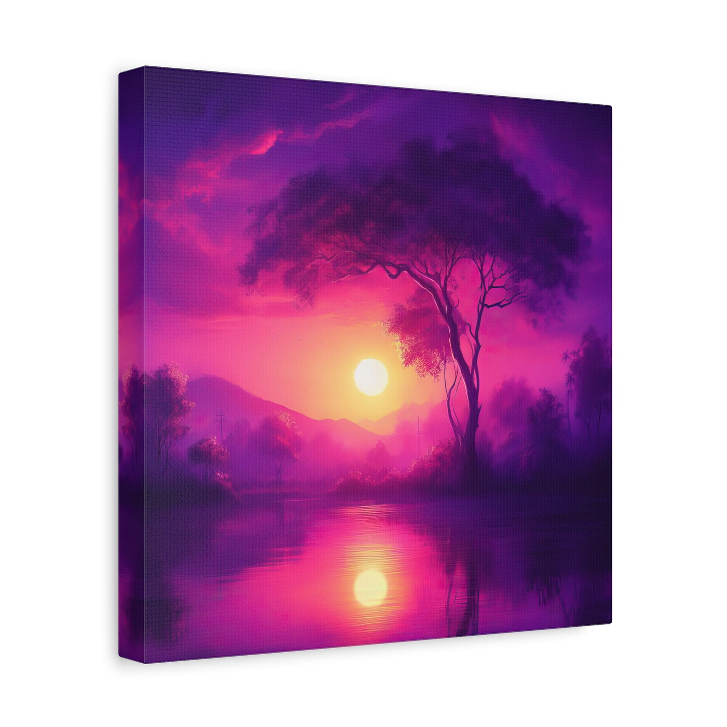 Purple Sunset with Tree Photography II Canvas Print