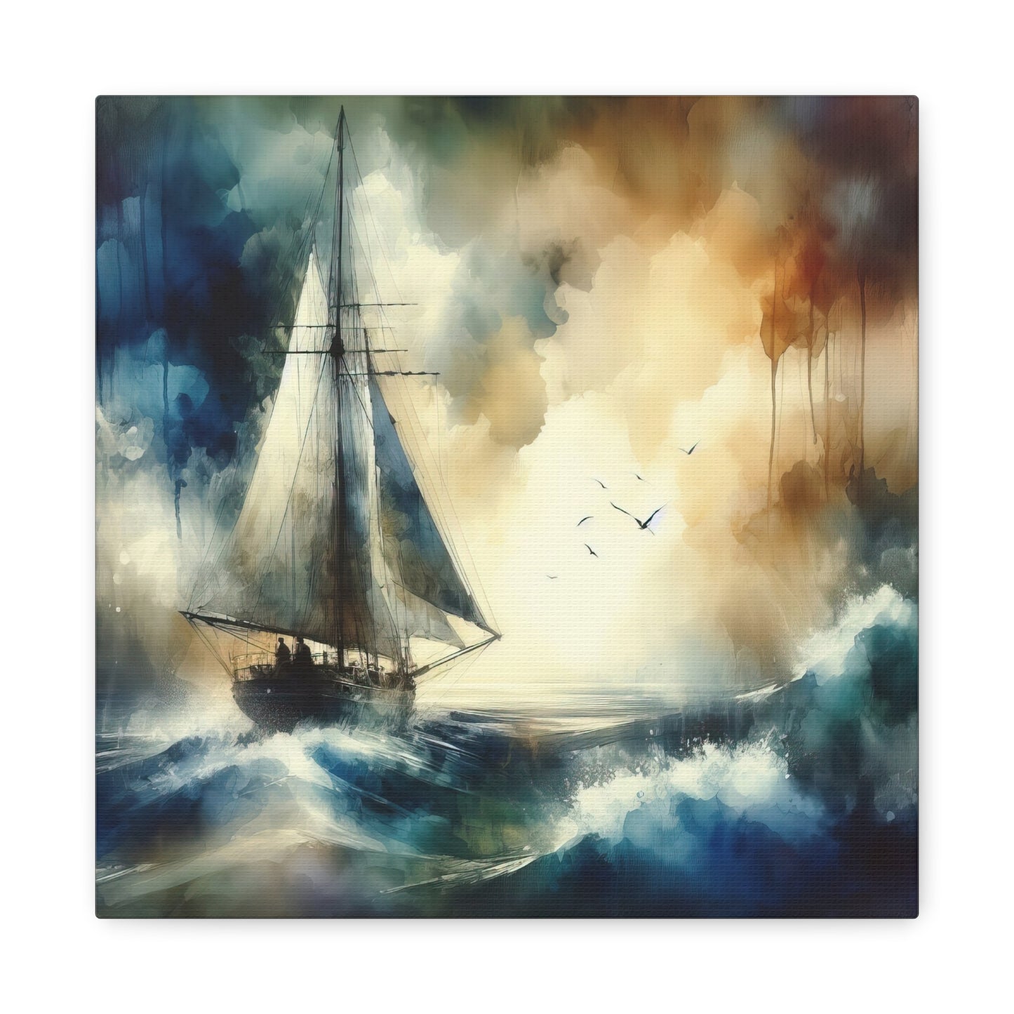 Abstract Watercolor Sailboat Painting III Canvas Print