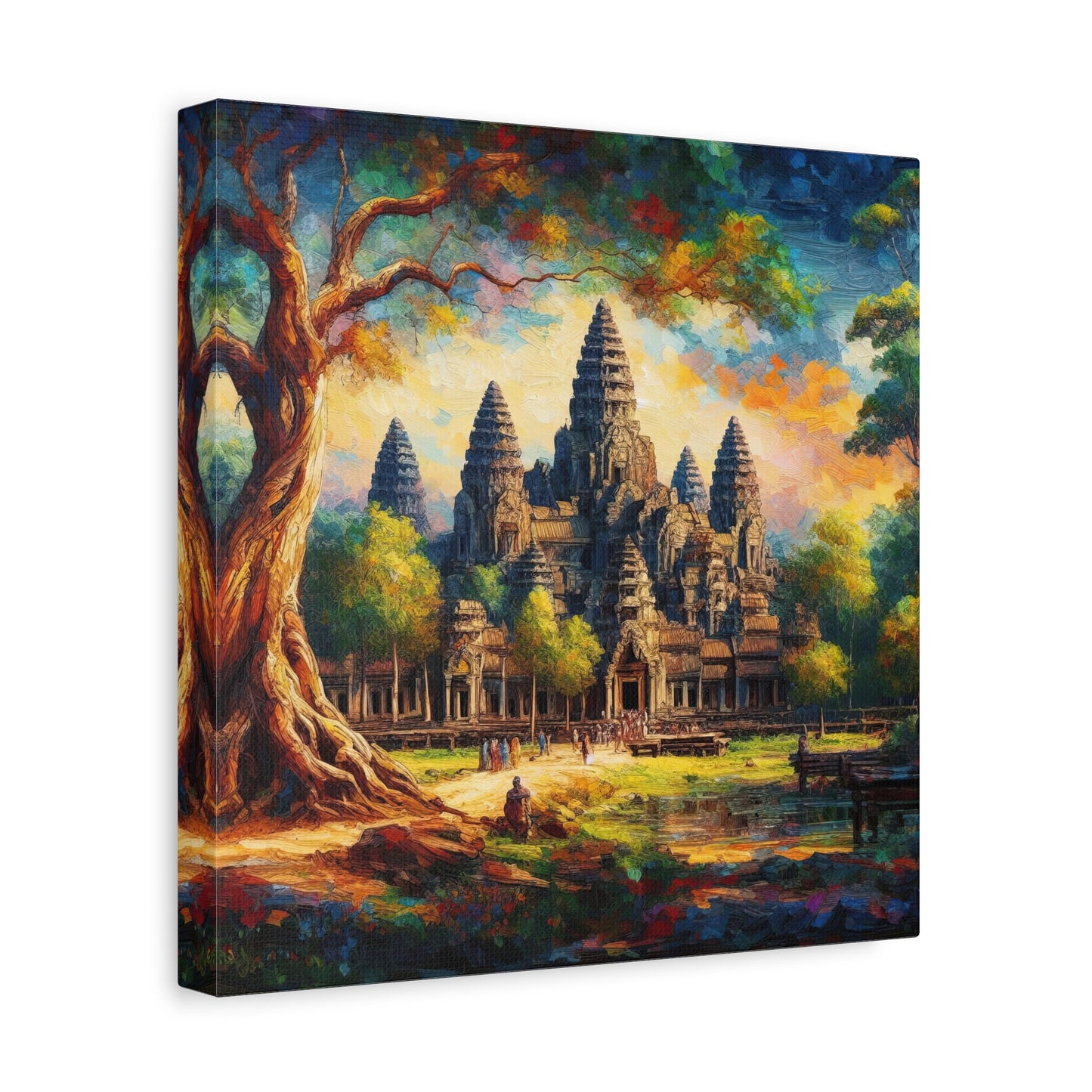 Angkor Wat Cambodia Abstract Acrylic Painting III Canvas Print
