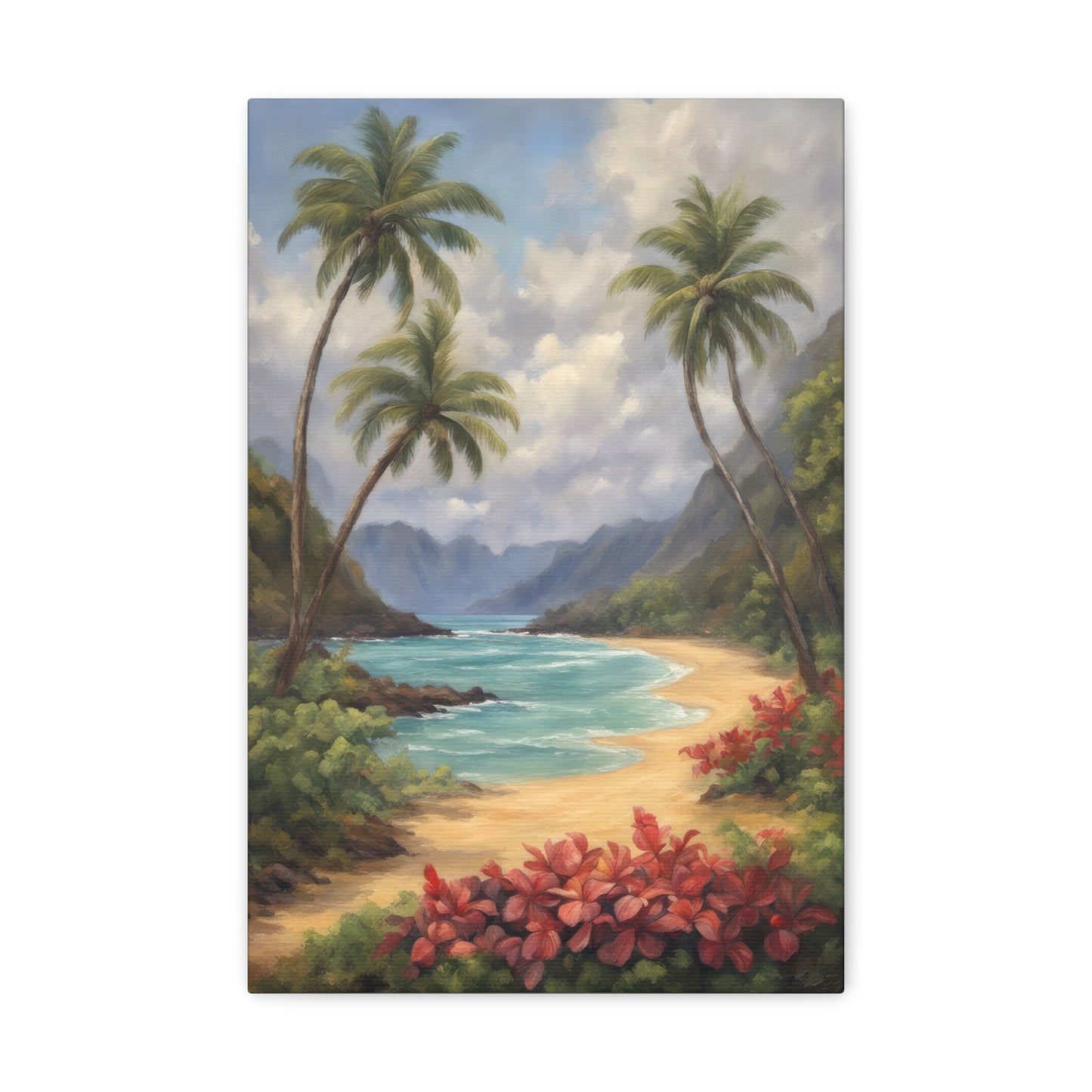 Scenic View on Molokai Island Oil Painting II Canvas Print