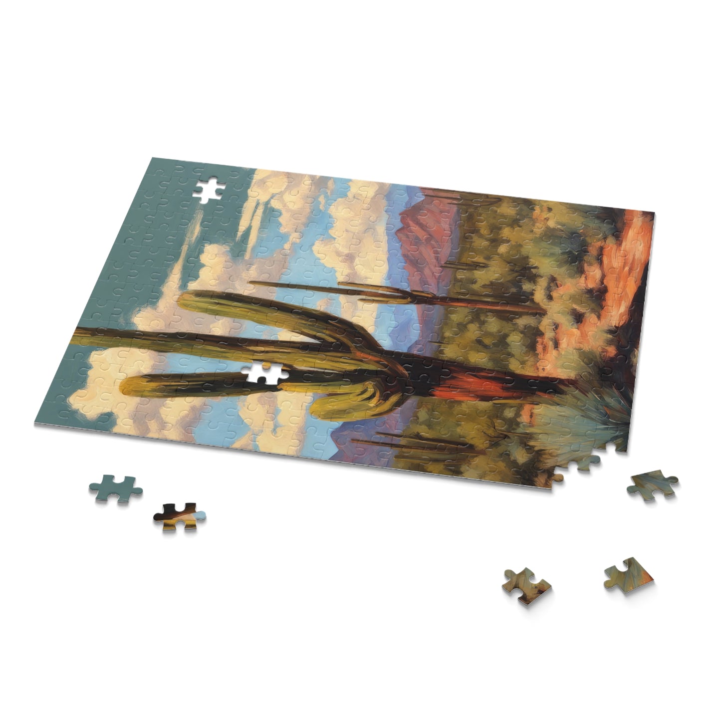 Saguaro Cactus in Mesa Arizona Acrylic Painting Jigsaw Puzzle
