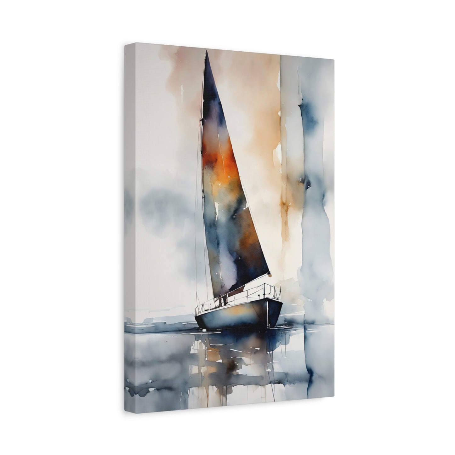 Abstract Watercolor Sailboat Painting I Canvas Print