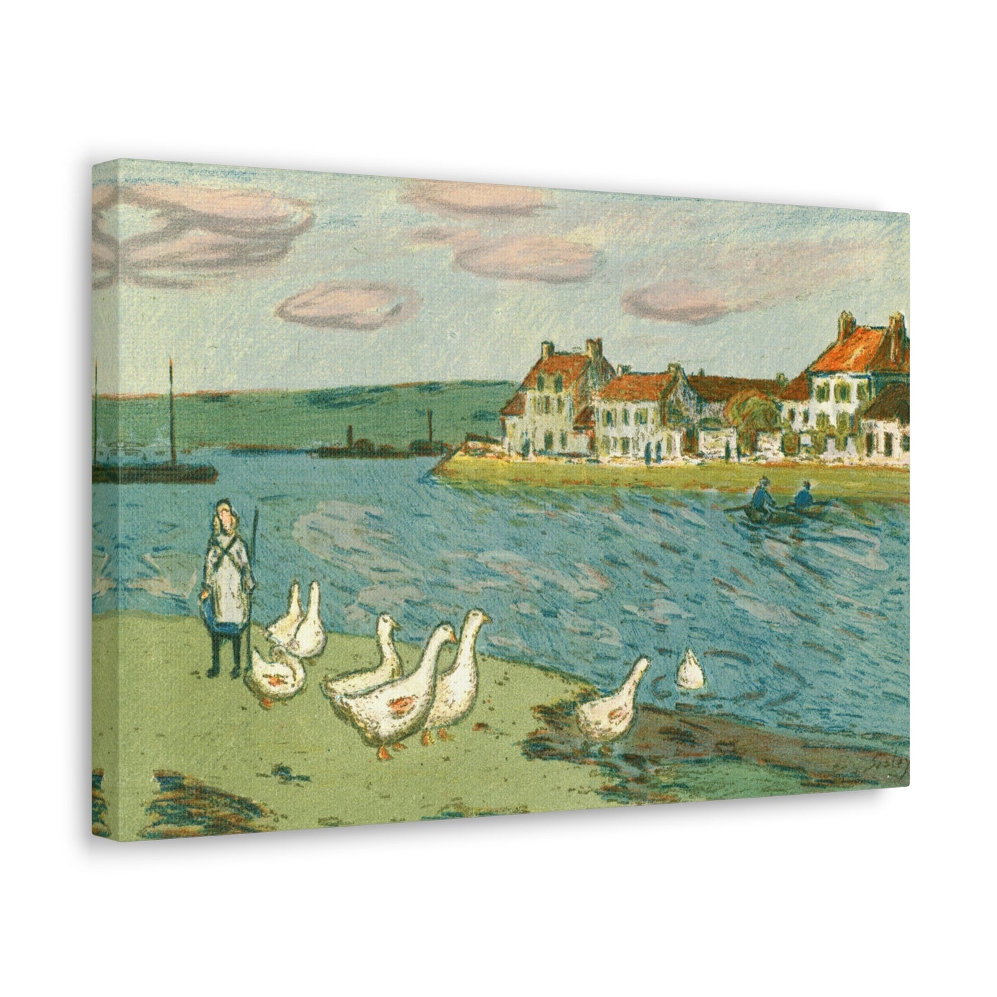Banks of the River (Les Bords de riviere) by Alfred Sisley Canvas Print