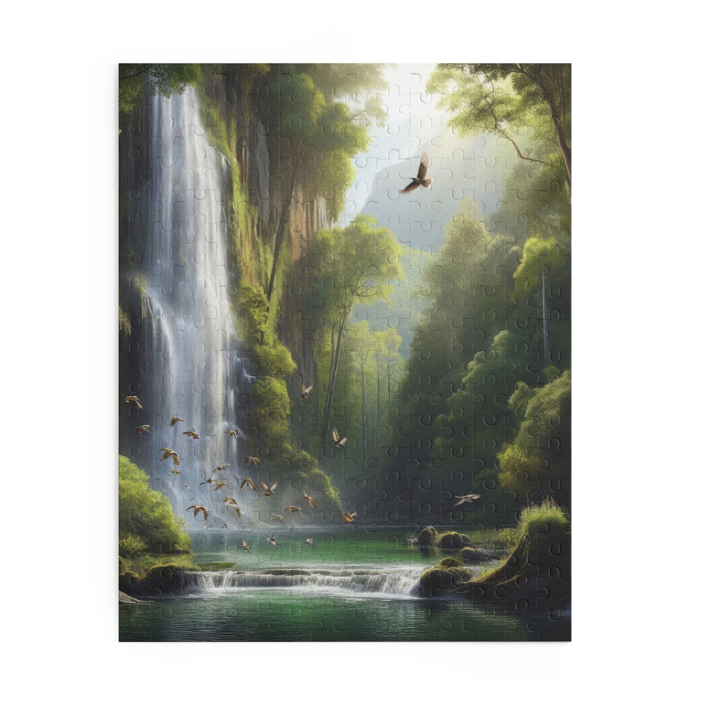 Forest Waterfall Digital Painting Jigsaw Puzzle