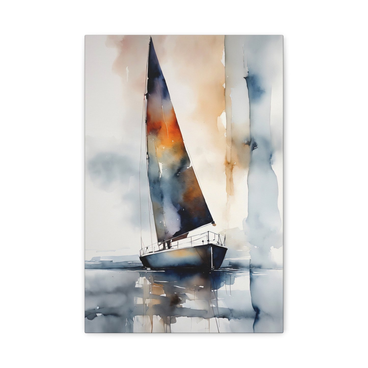 Abstract Watercolor Sailboat Painting I Canvas Print