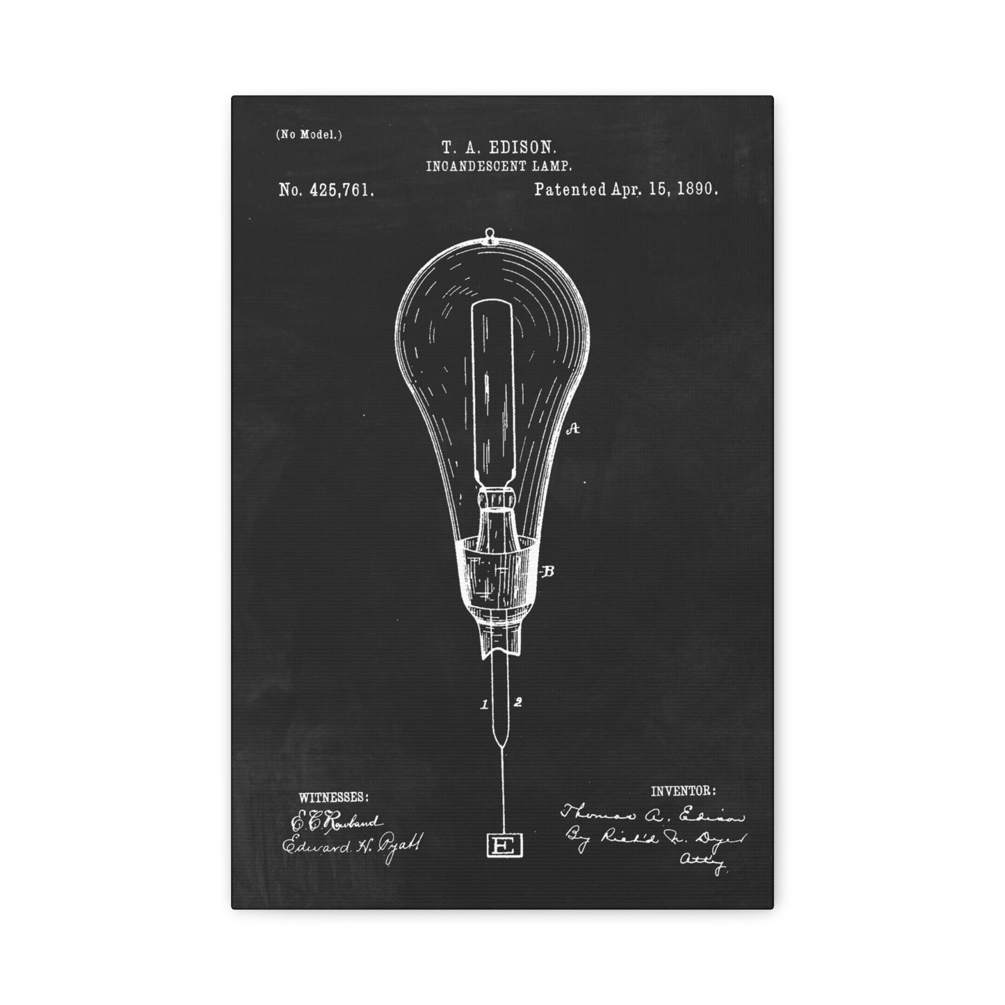 Light Bulb (Thomas Edison) Patent Canvas Wall Art